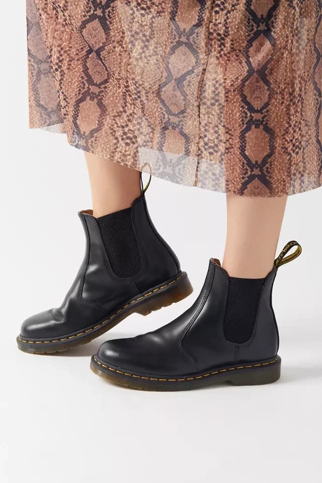 Dr.Martens 2976Y Leather Chelsea Boots Elastic Gussets Ankle-Zip Black M5 W6 - Thumbnail 3