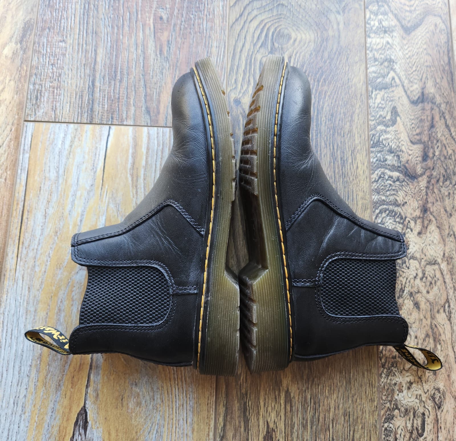 Dr.Martens 2976Y Leather Chelsea Boots Elastic Gussets Ankle-Zip Black M5 W6 - Thumbnail 9