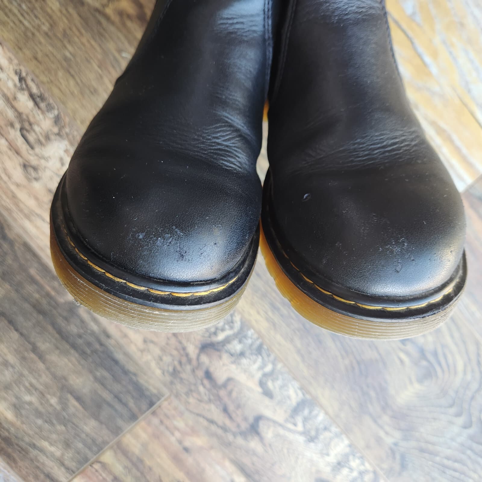 Dr.Martens 2976Y Leather Chelsea Boots Elastic Gussets Ankle-Zip Black M5 W6 - Thumbnail 11