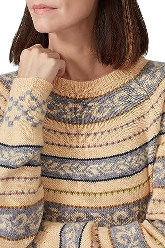 Sweet Baby Jamie by Jamie Mizrahi Nordic Novelty Stripe Sweater Beige Women's XL - Thumbnail 2