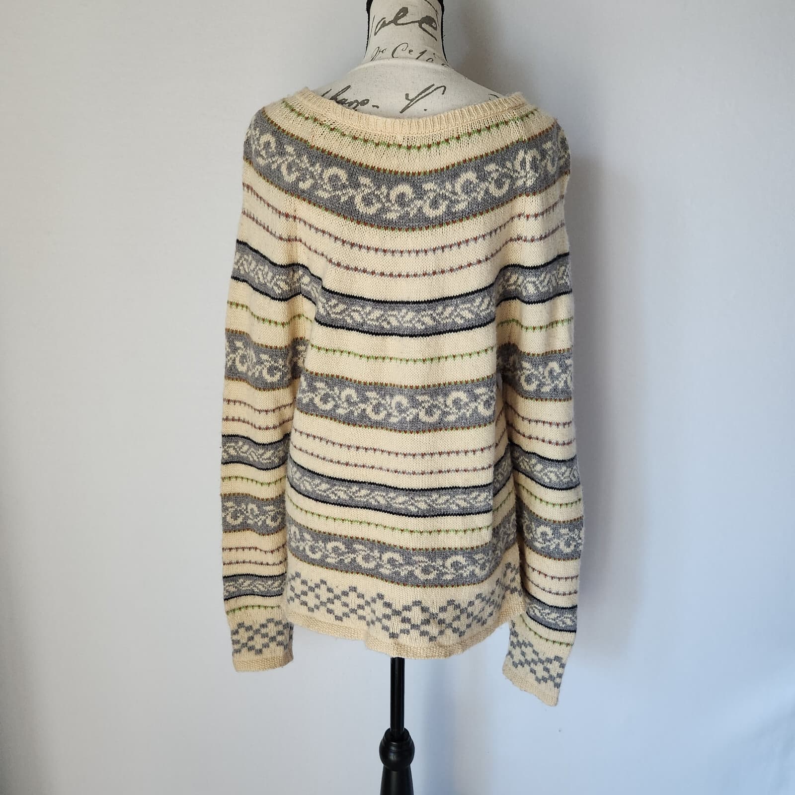 Sweet Baby Jamie by Jamie Mizrahi Nordic Novelty Stripe Sweater Beige Women's XL - Thumbnail 6