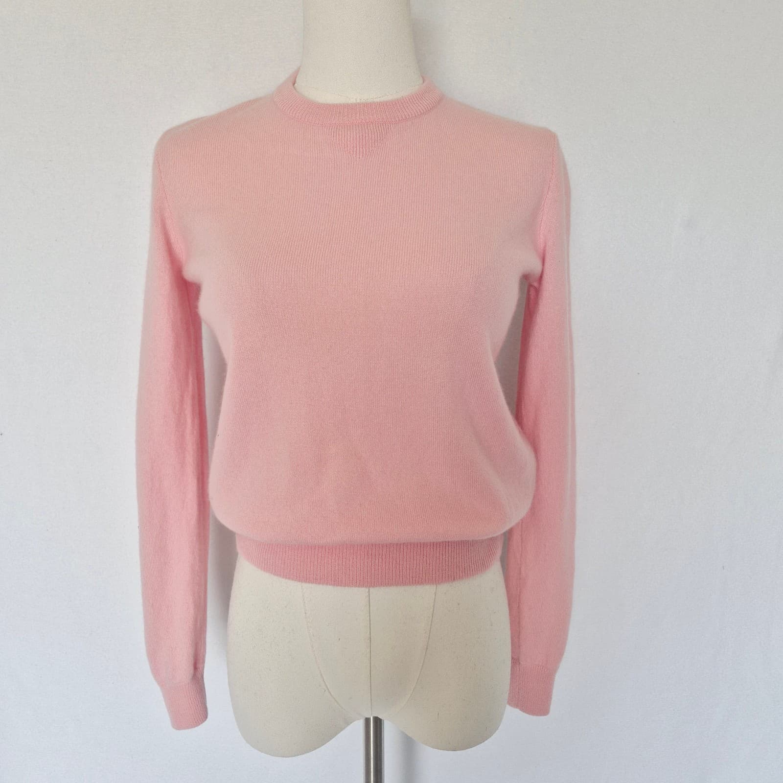Vintage Ralph Lauren Golf 100% Cashmere Crew Neck Sweater Cuff Hem Pink Womens S - Thumbnail 3