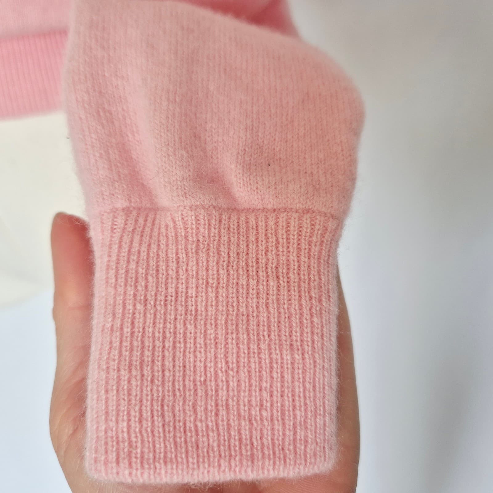 Vintage Ralph Lauren Golf 100% Cashmere Crew Neck Sweater Cuff Hem Pink Womens S - Thumbnail 4