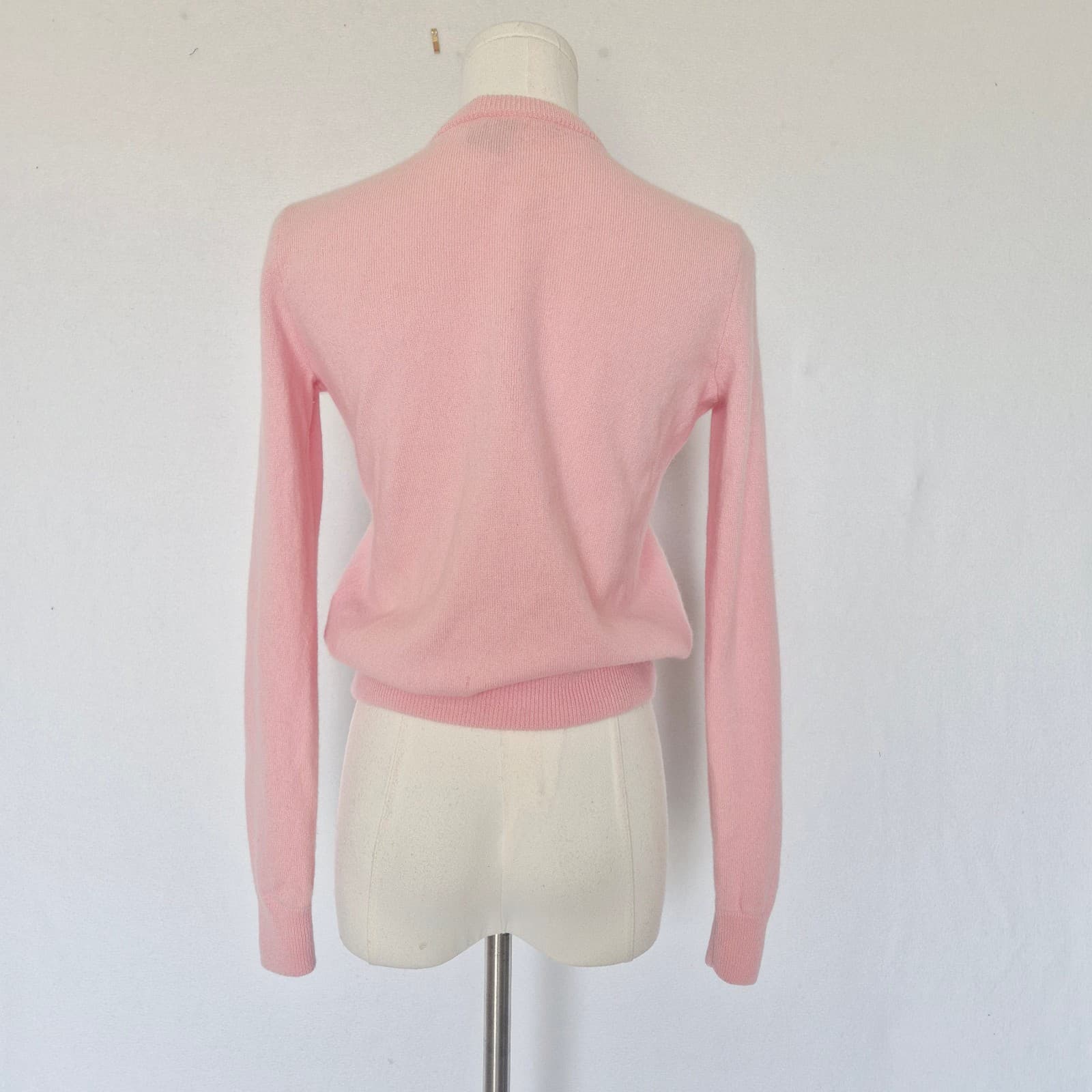 Vintage Ralph Lauren Golf 100% Cashmere Crew Neck Sweater Cuff Hem Pink Womens S - Thumbnail 5