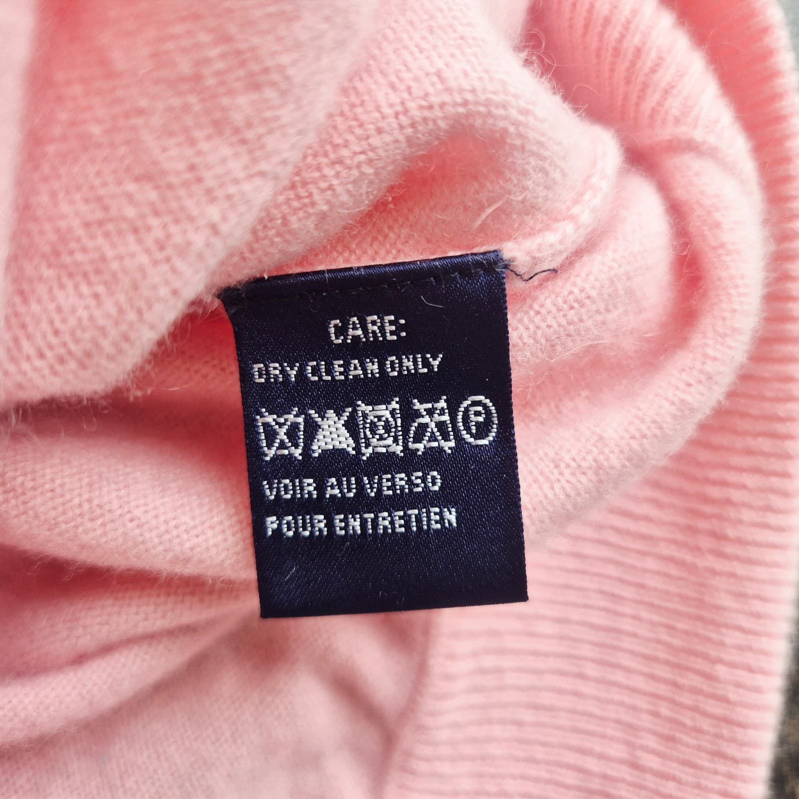 Vintage Ralph Lauren Golf 100% Cashmere Crew Neck Sweater Cuff Hem Pink Womens S - Thumbnail 10