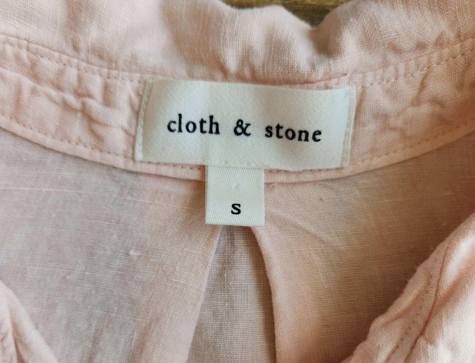 Cloth & Stone 100% Linen Button-Up Shirt Split Back Long Sleeve Orange Pink Sz.S - Thumbnail 8