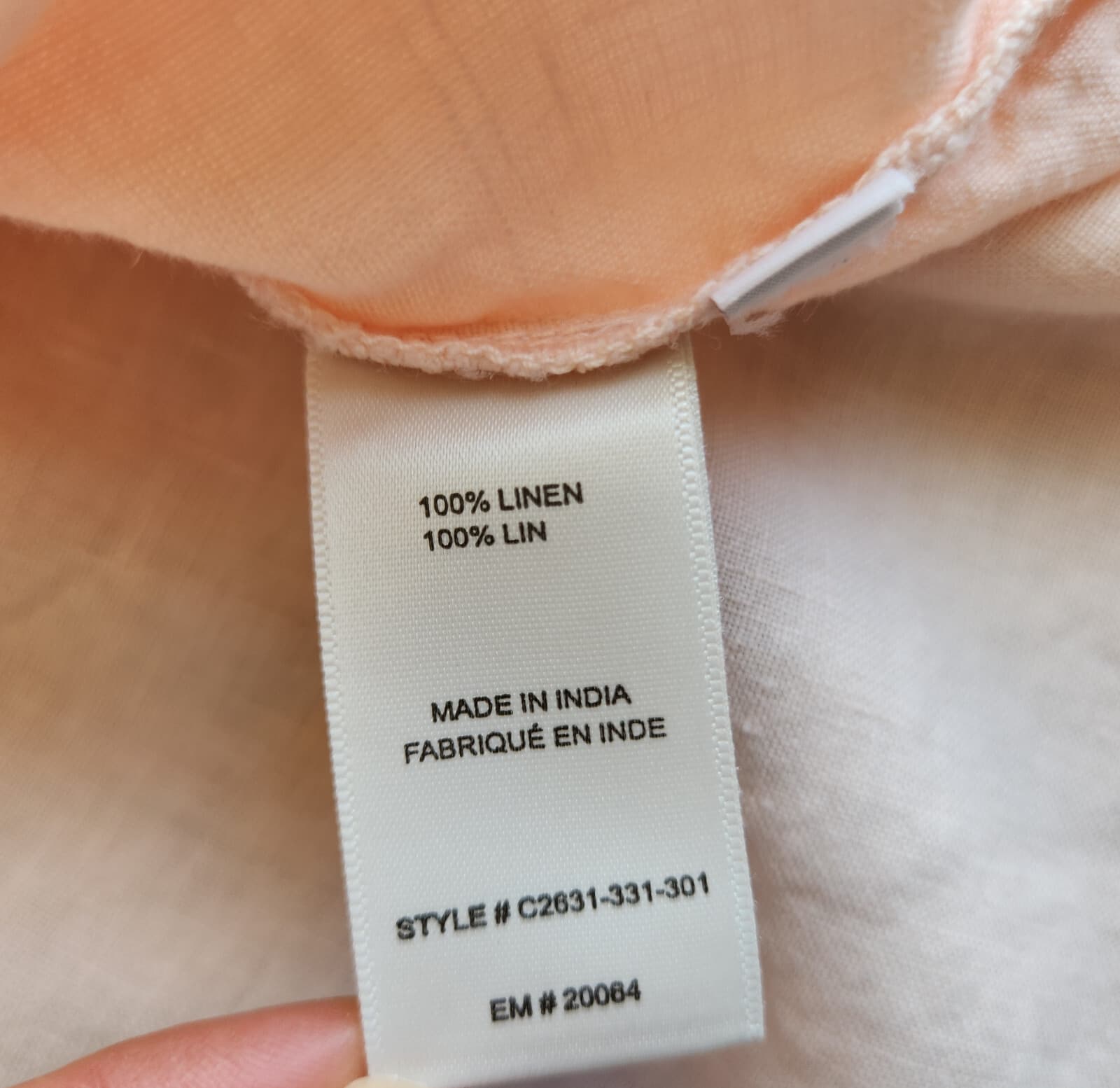 Cloth & Stone 100% Linen Button-Up Shirt Split Back Long Sleeve Orange Pink Sz.S - Thumbnail 9