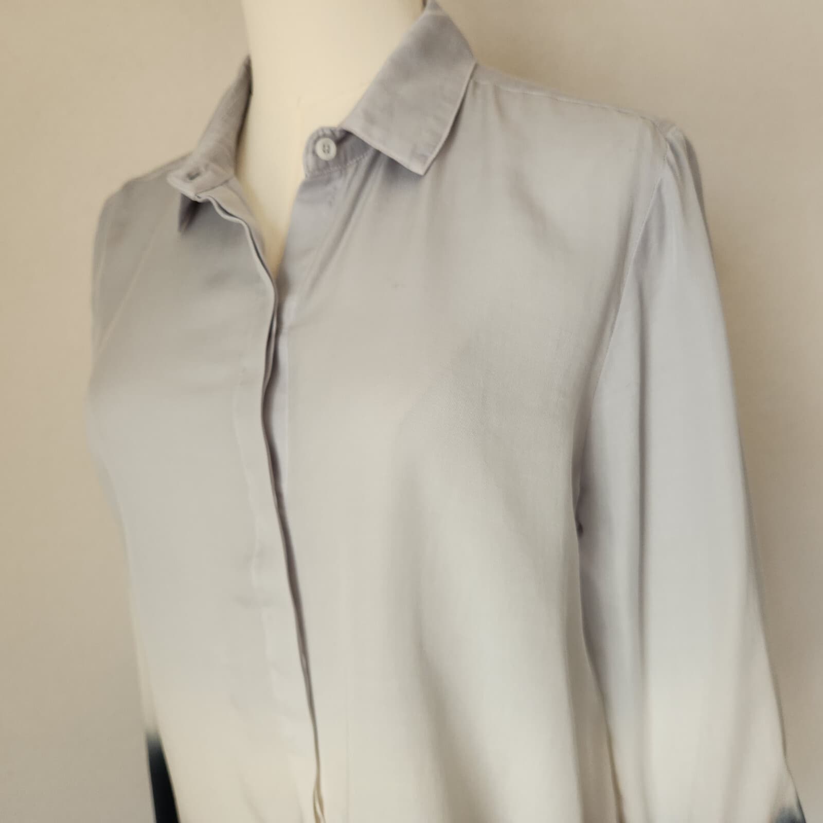 Cloth & Stone Ombre Dip-Dyed Button-Down Shirt Long Sleeve Tencel Grey Blue Sz.M - Thumbnail 3
