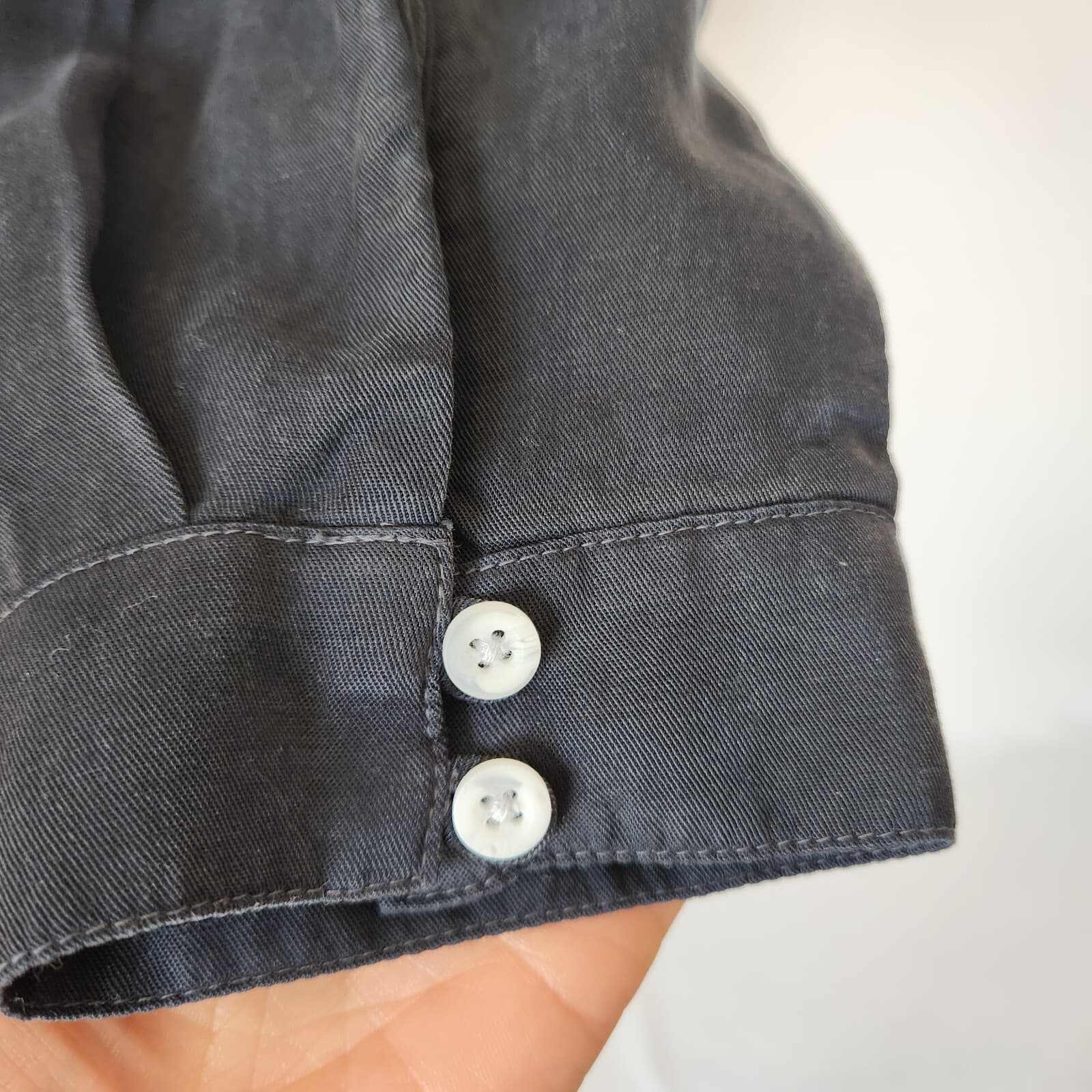 Cloth & Stone Ombre Dip-Dyed Button-Down Shirt Long Sleeve Tencel Grey Blue Sz.M - Thumbnail 6