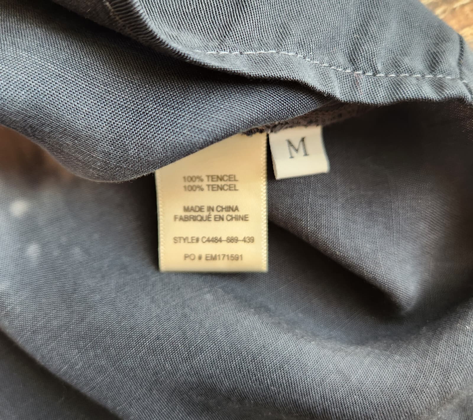 Cloth & Stone Ombre Dip-Dyed Button-Down Shirt Long Sleeve Tencel Grey Blue Sz.M - Thumbnail 9