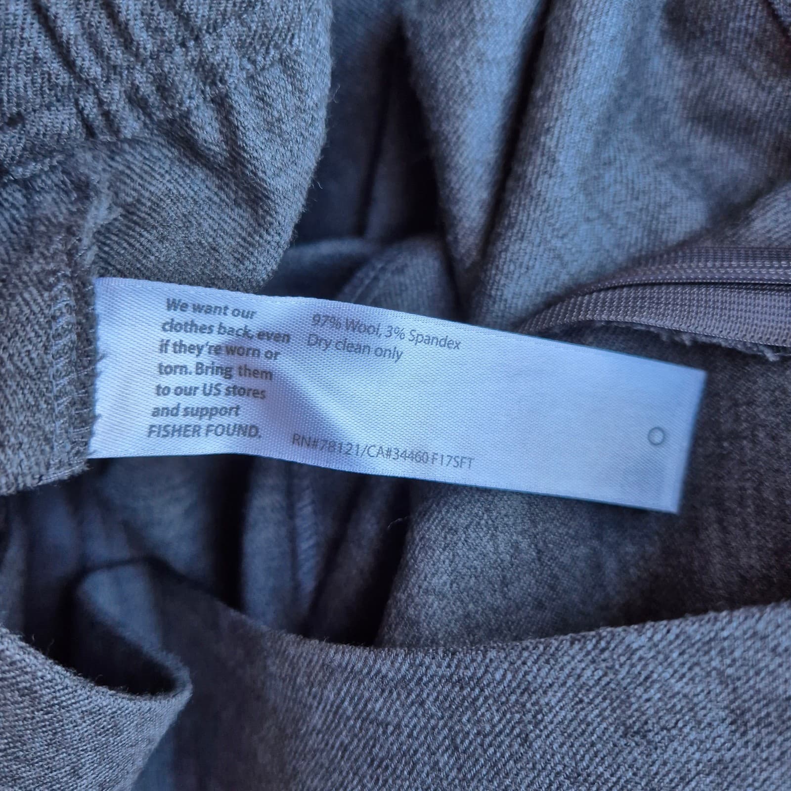 EILEEN FISHER Wool Blend Barrel Wide-Leg Cropped Pants Elastic Pocket Grey Sz.M - Thumbnail 7