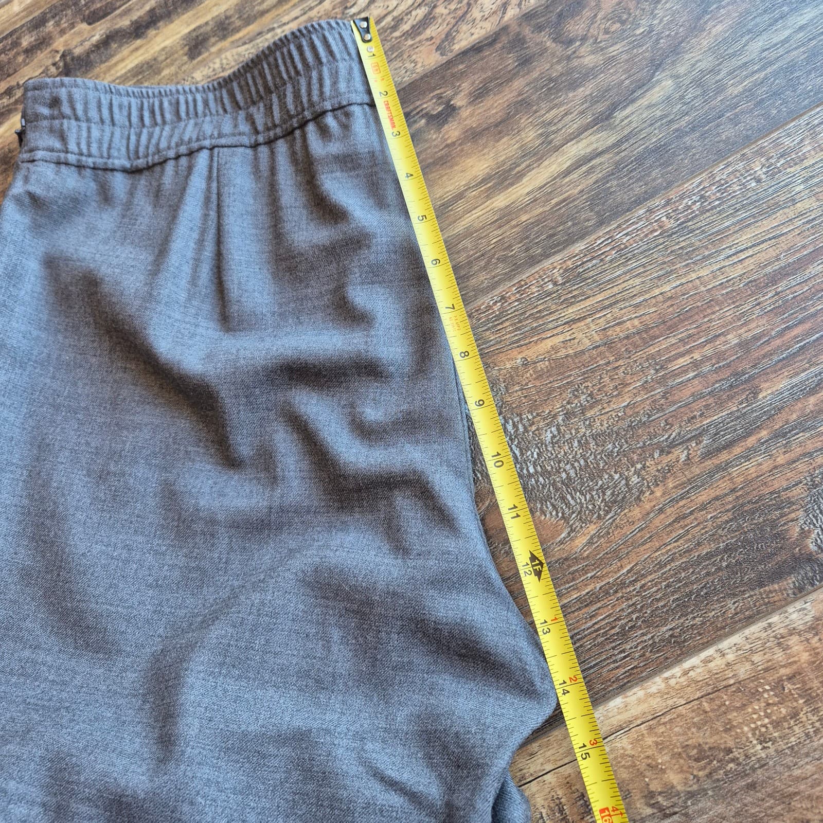 EILEEN FISHER Wool Blend Barrel Wide-Leg Cropped Pants Elastic Pocket Grey Sz.M - Thumbnail 10