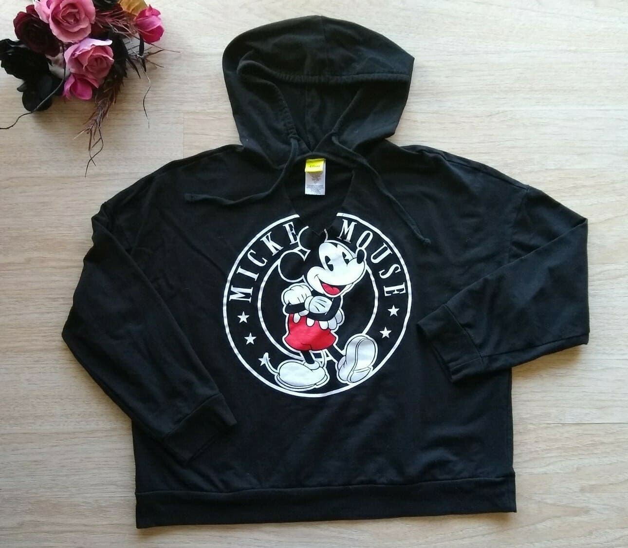Disney Jerry Leigh Micky Juniors Sweatshirt Hoodie Long Sleeve Black Sz.XXXG-21 - Thumbnail 4