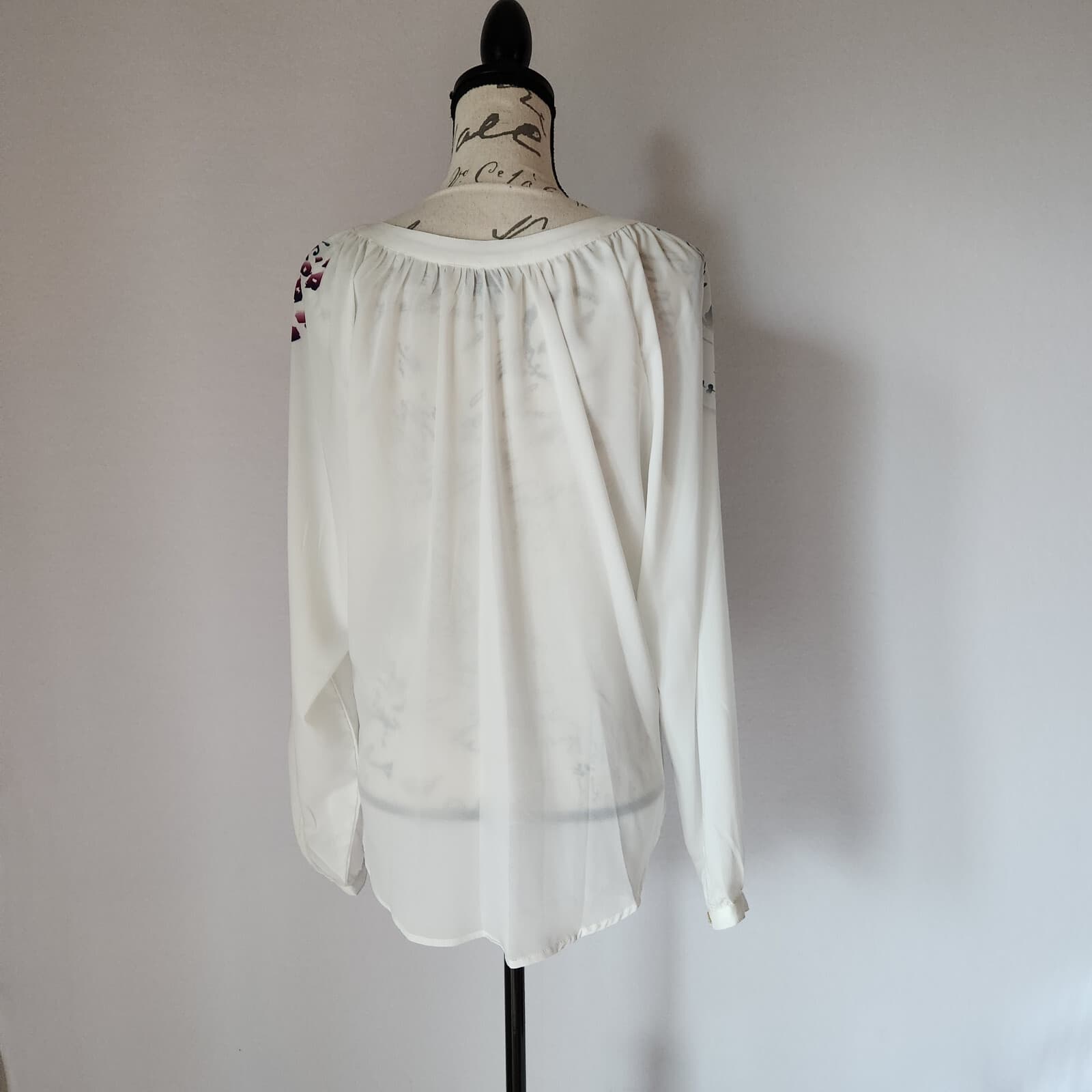 EUC ROPER Wear the West Floral Button Down Shirt Long Sleeve White Women Sz.L - Thumbnail 6