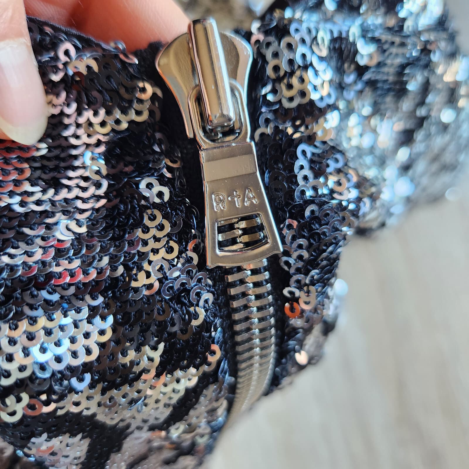 RtA $325 Freddie Sequin Silver Leopard Cocktail Party Top Mock Neck Slit-Back S - Thumbnail 11