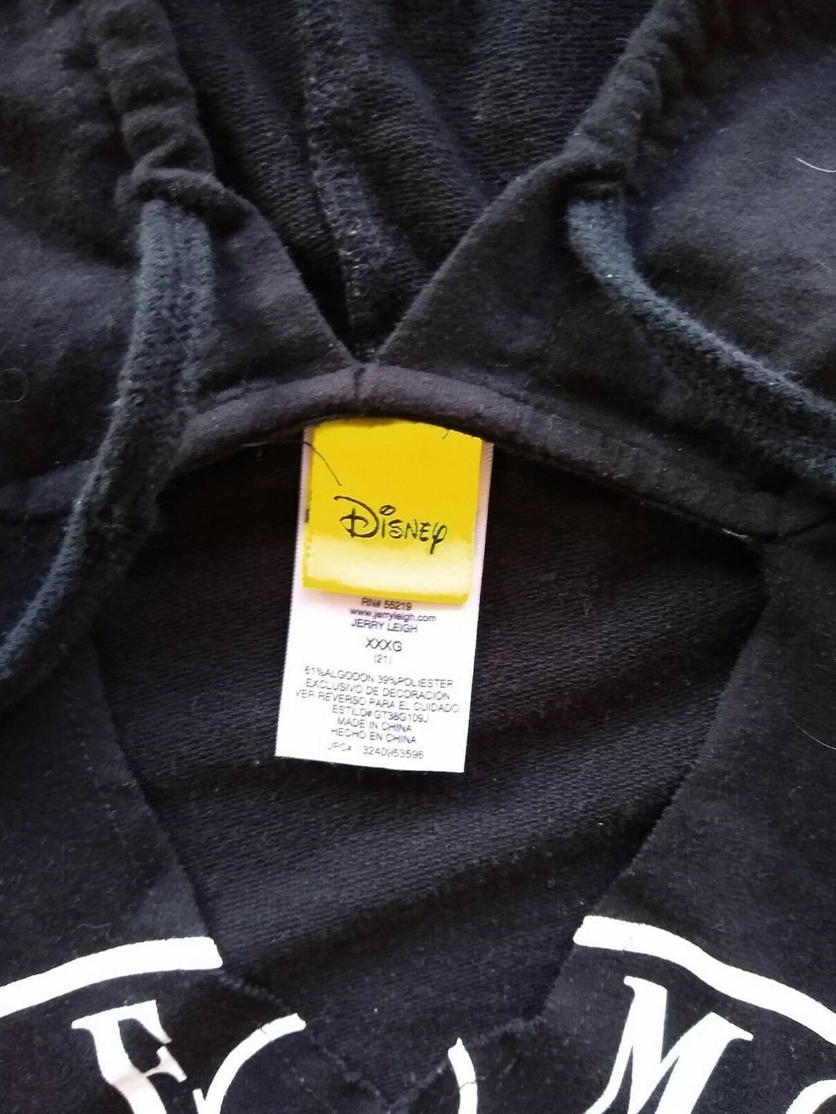 Disney Jerry Leigh Micky Juniors Sweatshirt Hoodie Long Sleeve Black Sz.XXXG-21 - Thumbnail 7