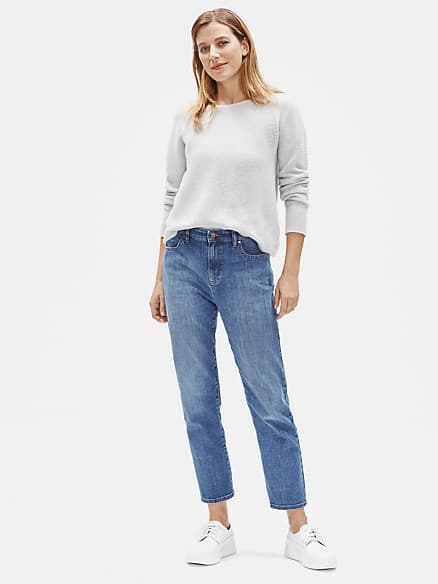 EILEEN FISHER Organic Cotton Blend Ankle Crop Jeans Medium Wash Blue Sz.0 - Thumbnail 5