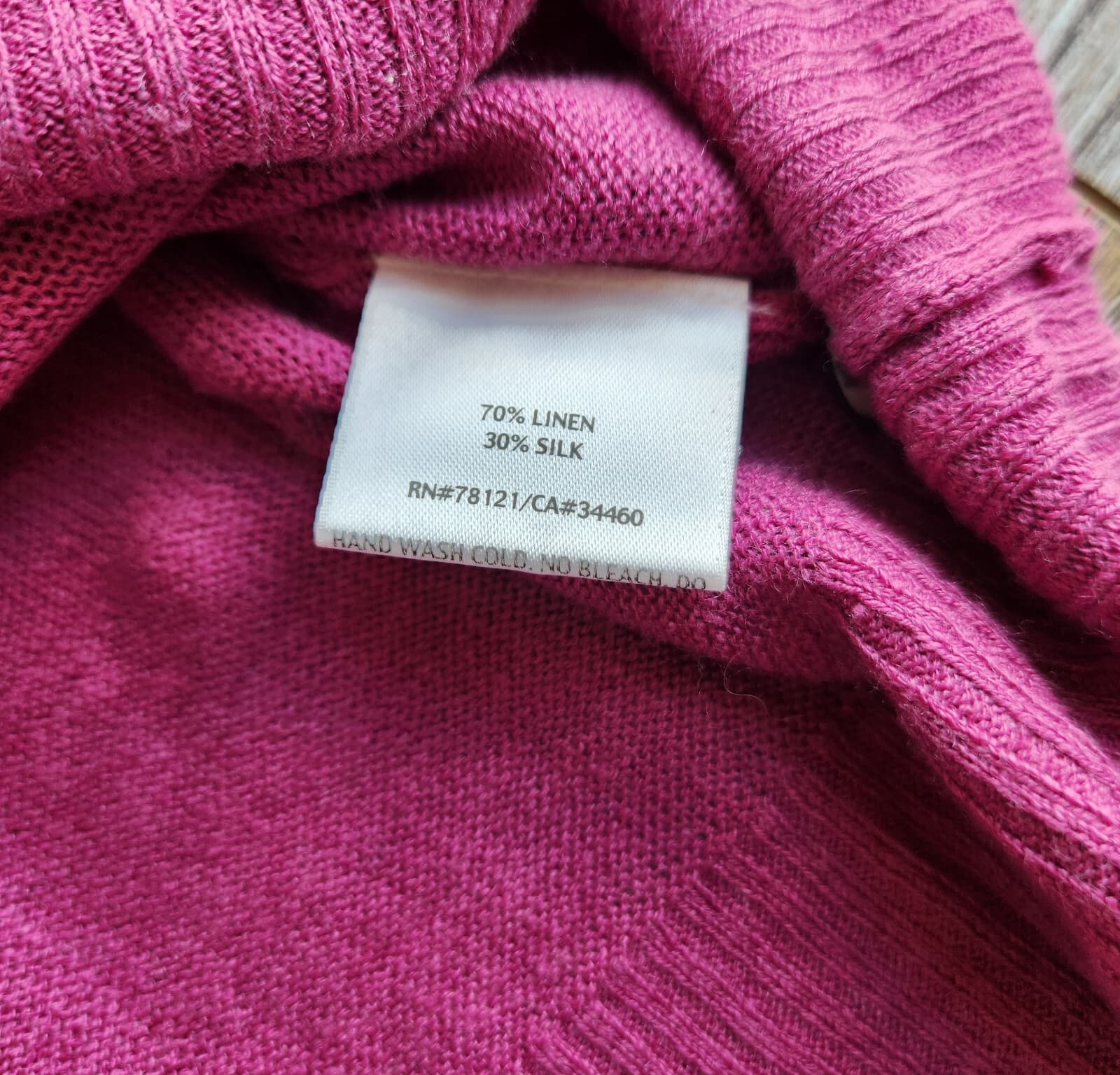 EILEEN FISHER Italian Linen Silk Knit Button-Front Top Short Sleeve Purple Sz.L - Thumbnail 9