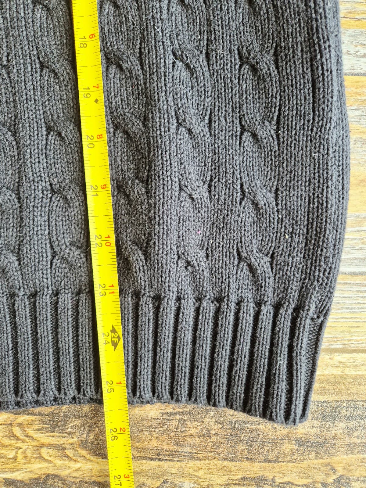 Vintage Y2K Ralph Lauren Sport Pony Cotton Cable Knit V-Neck Sweater Black Sz.XL - Thumbnail 12