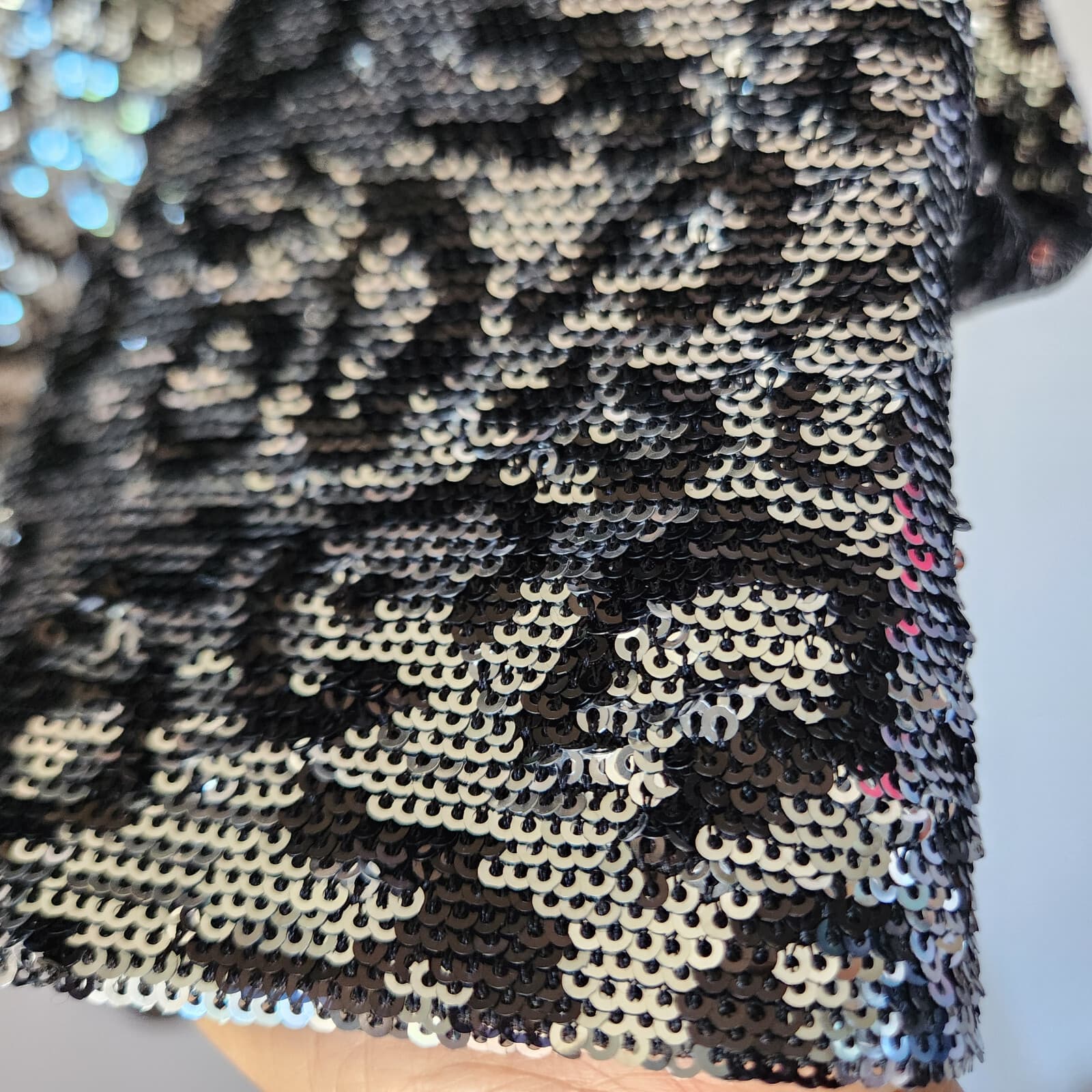 RtA $325 Freddie Sequin Silver Leopard Cocktail Party Top Mock Neck Slit-Back S - Thumbnail 9