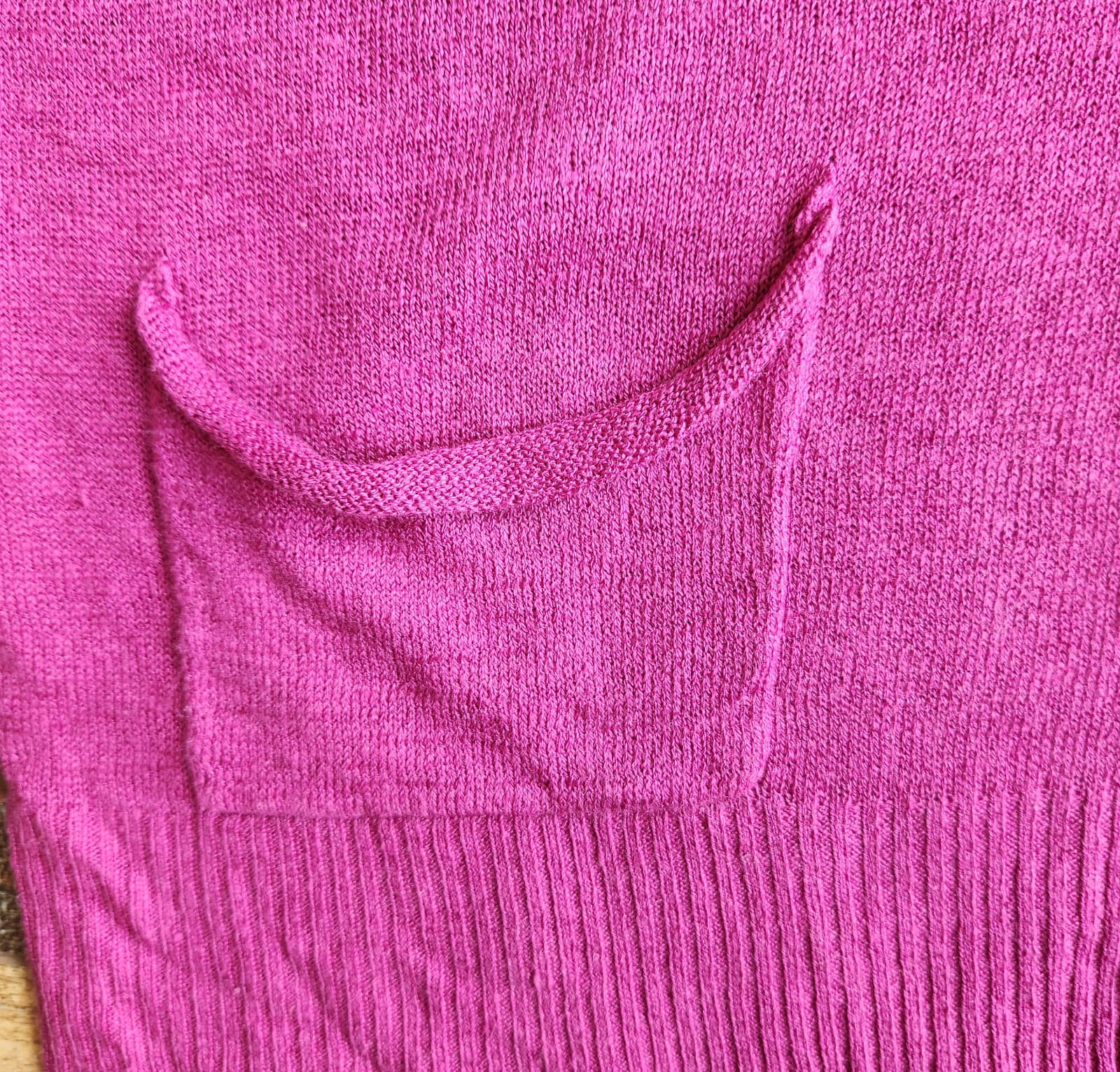 EILEEN FISHER Italian Linen Silk Knit Button-Front Top Short Sleeve Purple Sz.L - Thumbnail 7