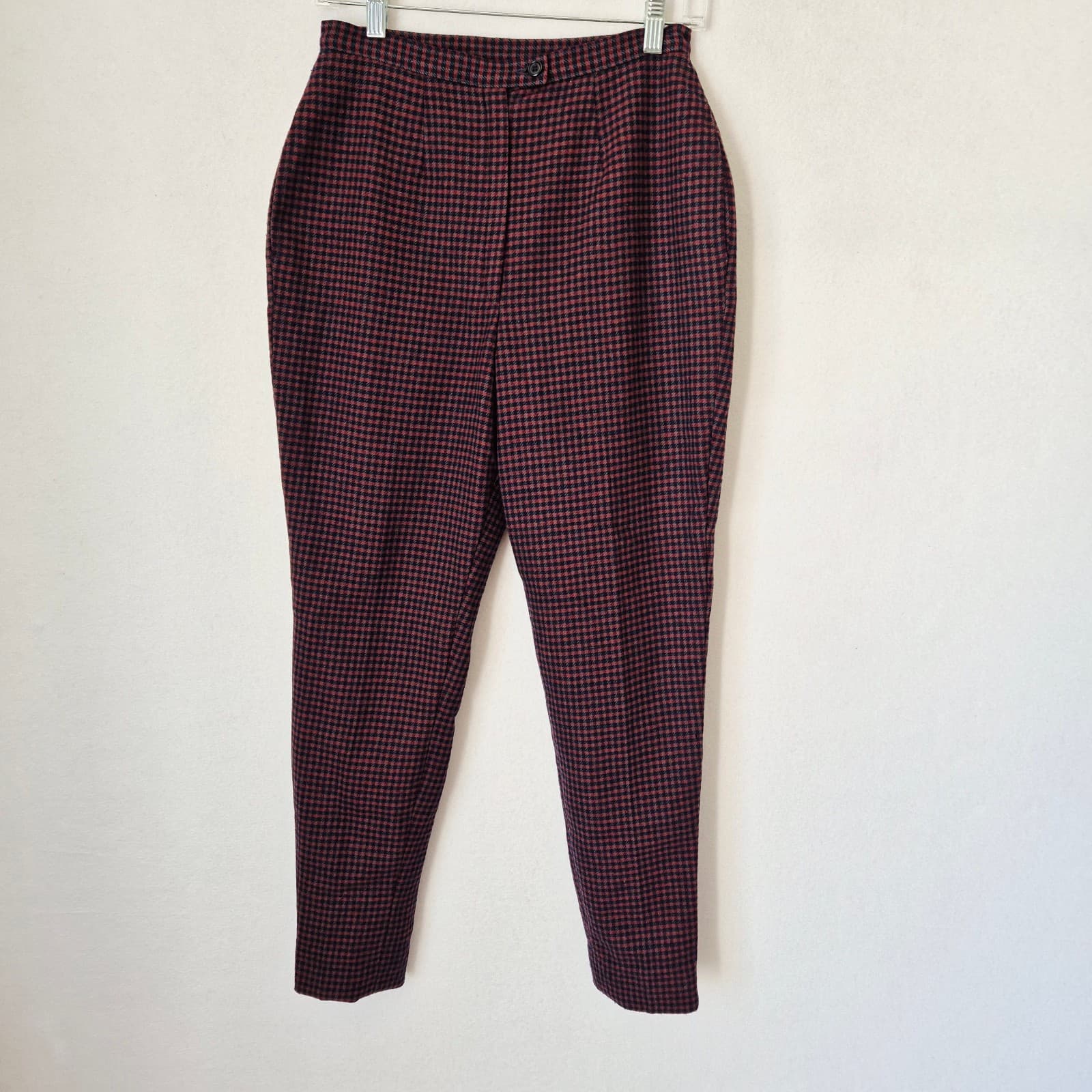 Vintage'70s Pendleton Made in USA Wool Shepherd's Plaid Pant Slim Lined Women 10 - Thumbnail 2