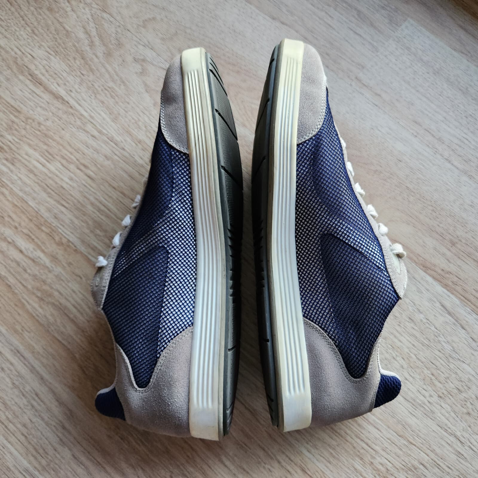 PRADA Suede Mesh Low Top Sneakers Platform Lace-Up Blue Grey Men's US12 #4E 2501 - Thumbnail 4