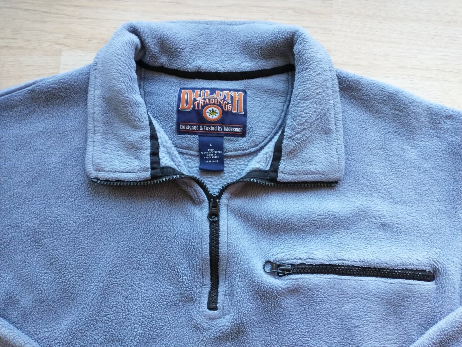 DULUTH TRADING Co. Men Fleece Jacket Pullover 1/4 Zip Zipped-Pockets Blue Sz.L - Thumbnail 2