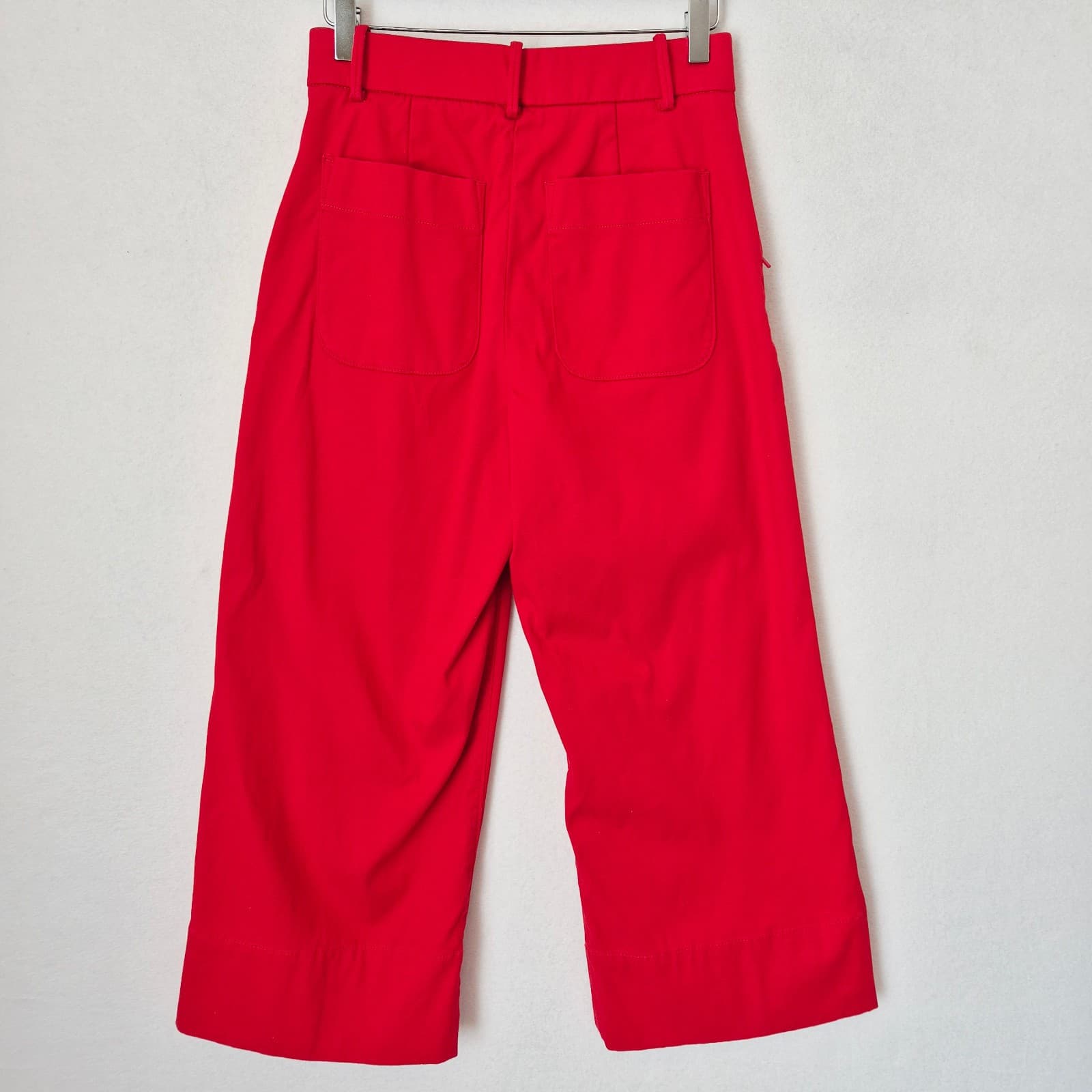 SPANX Stretch Twill Cropped Wide Leg Pants High Rise Zip-Pocket Red Women's S - Thumbnail 12