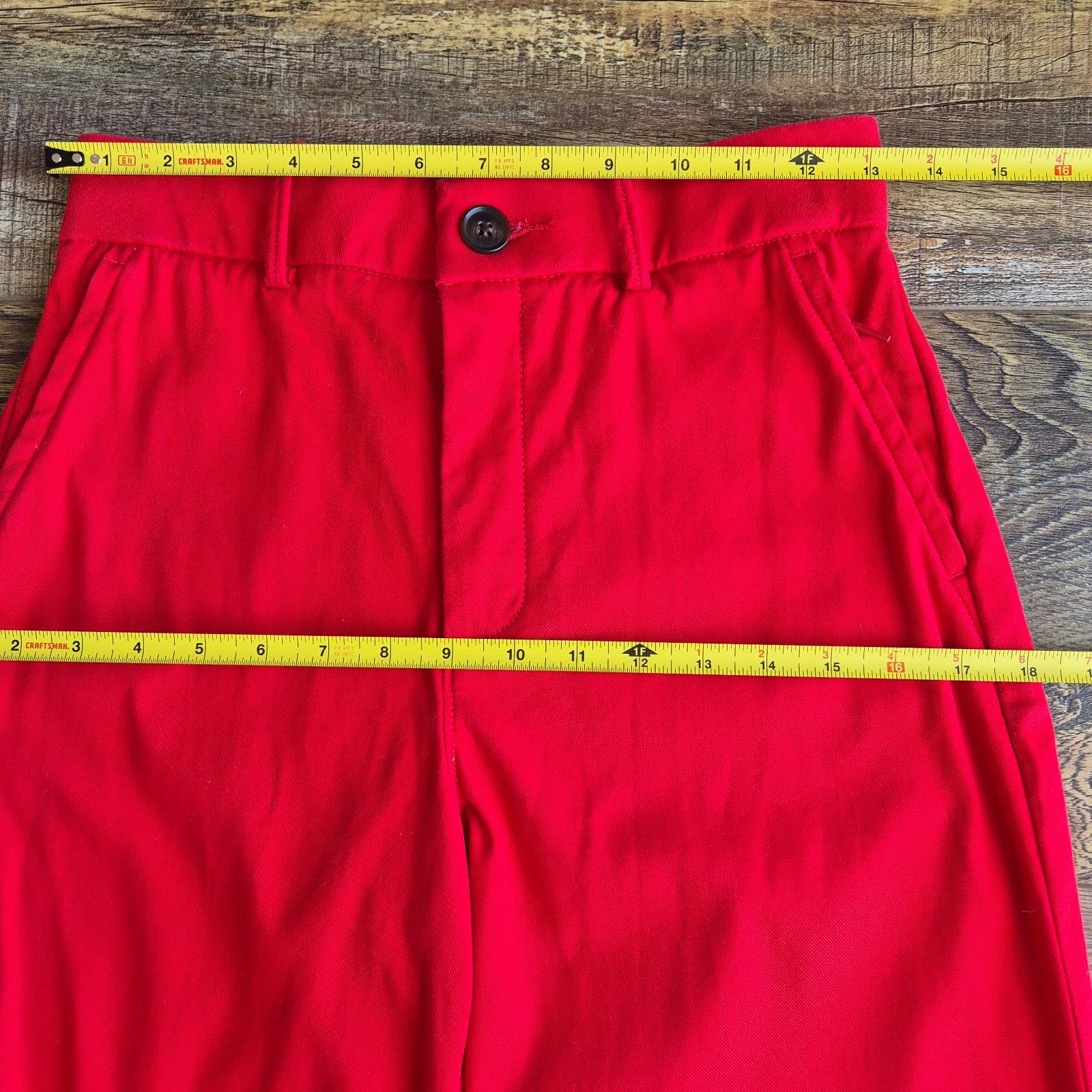 SPANX Stretch Twill Cropped Wide Leg Pants High Rise Zip-Pocket Red Women's S - Thumbnail 16