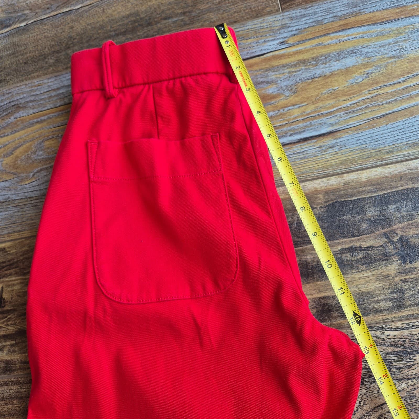 SPANX Stretch Twill Cropped Wide Leg Pants High Rise Zip-Pocket Red Women's S - Thumbnail 18