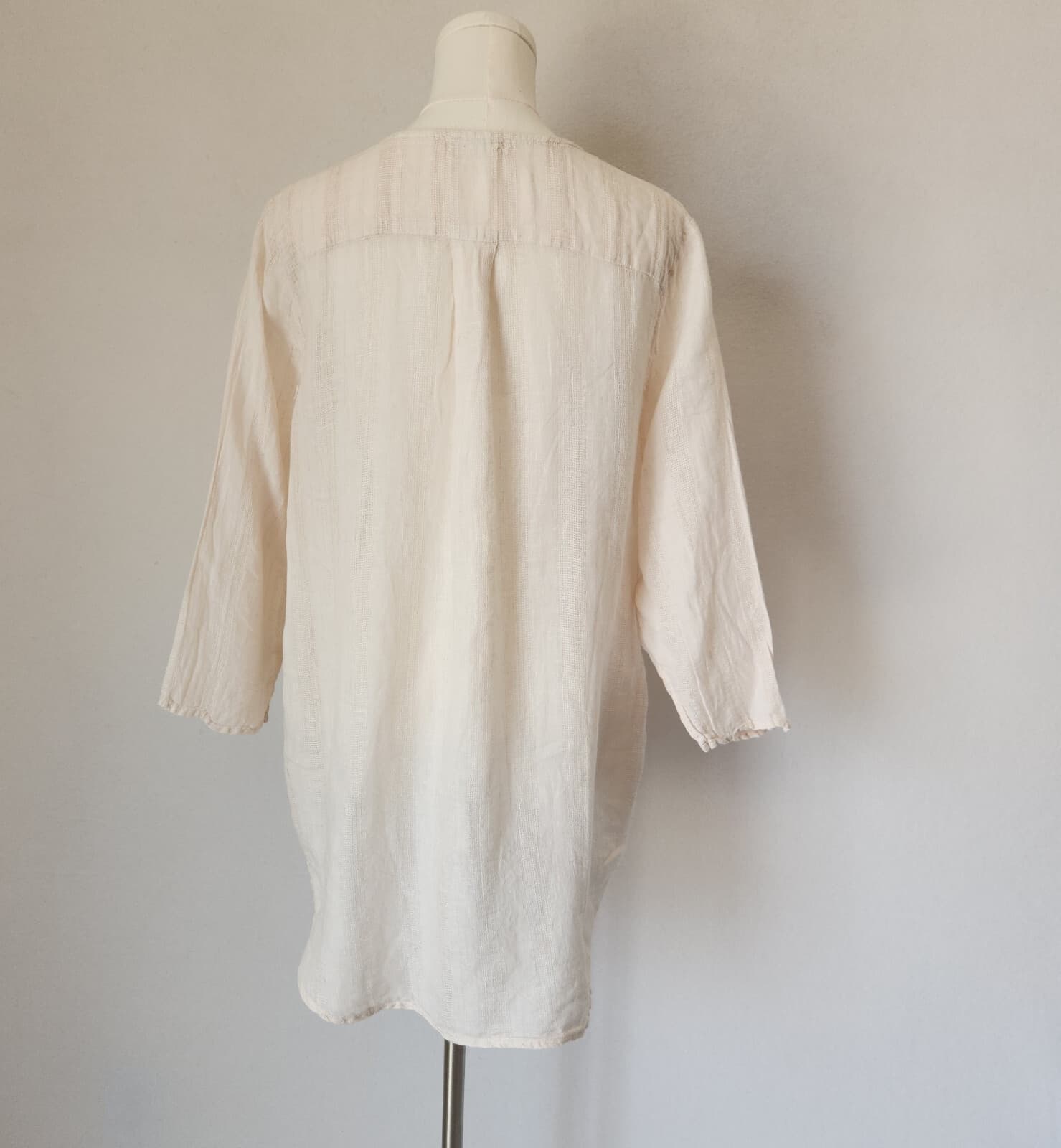 CP Shades 100% Linen Popover Top Split Neck Pocket 3/4 Sleeve Light Pink Women S - Thumbnail 6