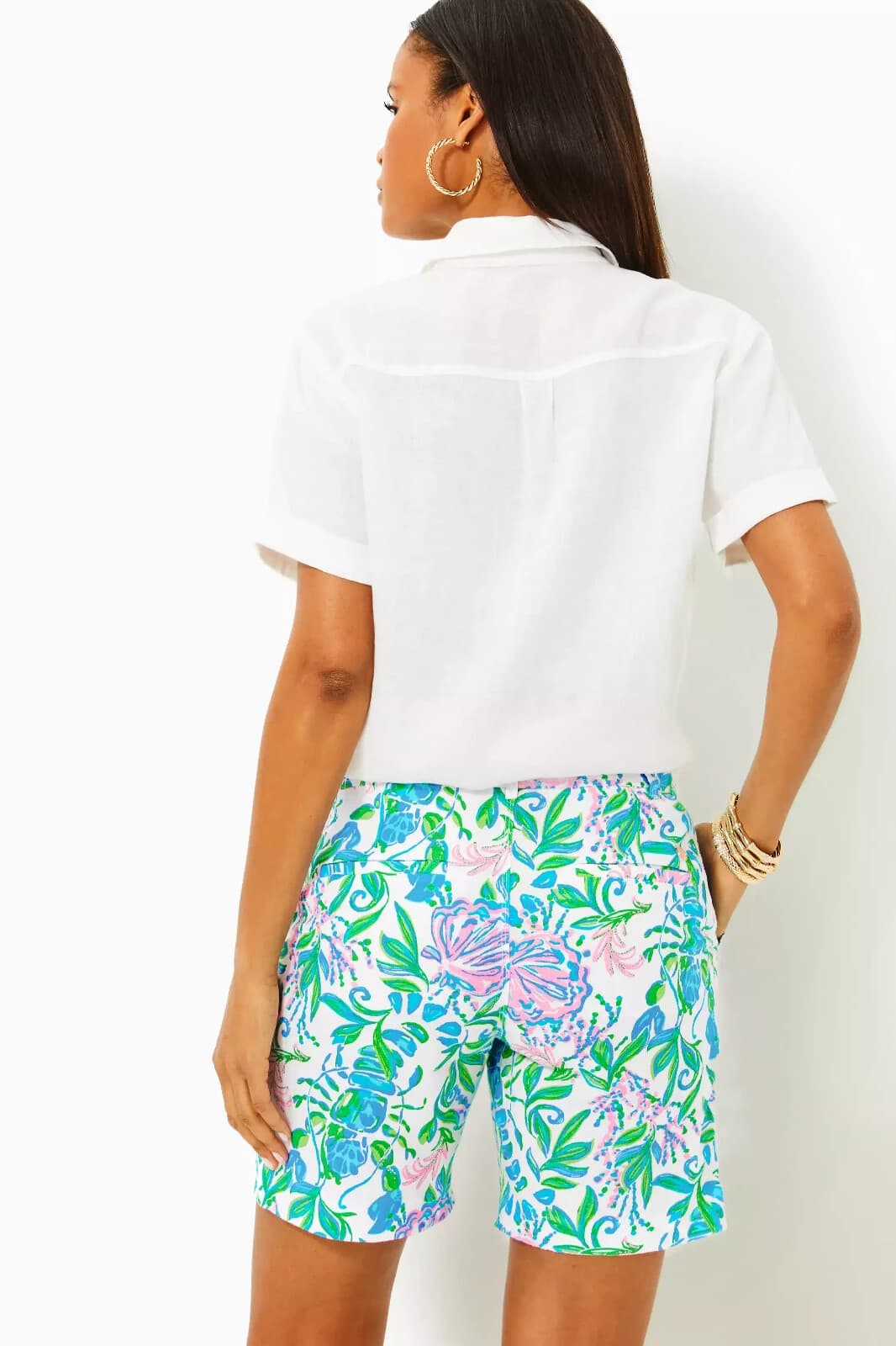 Lilly Pulitzer Aldora Linen Short Mid-Rise Resort White Just A Pinch Women's 12 - Thumbnail 6