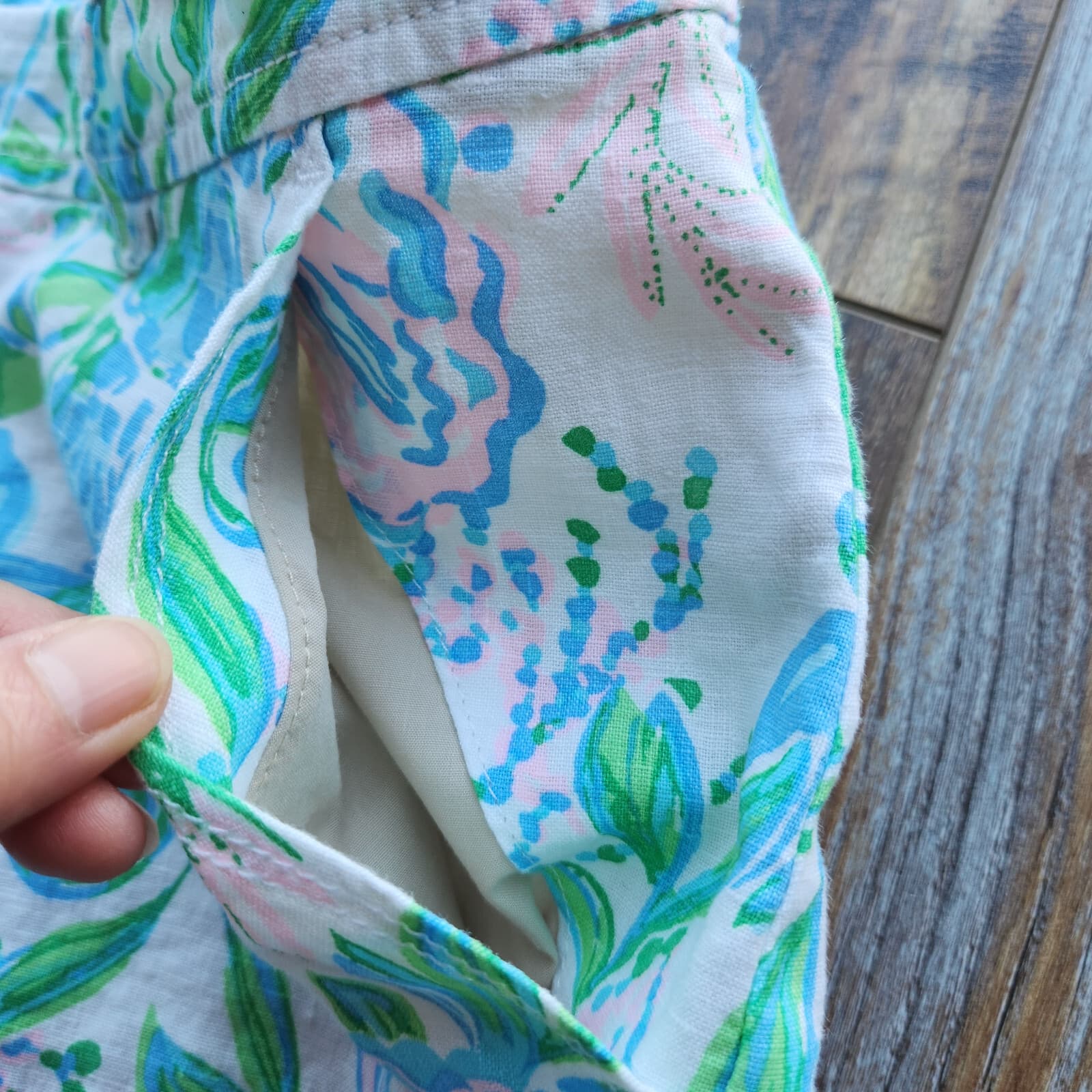 Lilly Pulitzer Aldora Linen Short Mid-Rise Resort White Just A Pinch Women's 12 - Thumbnail 8