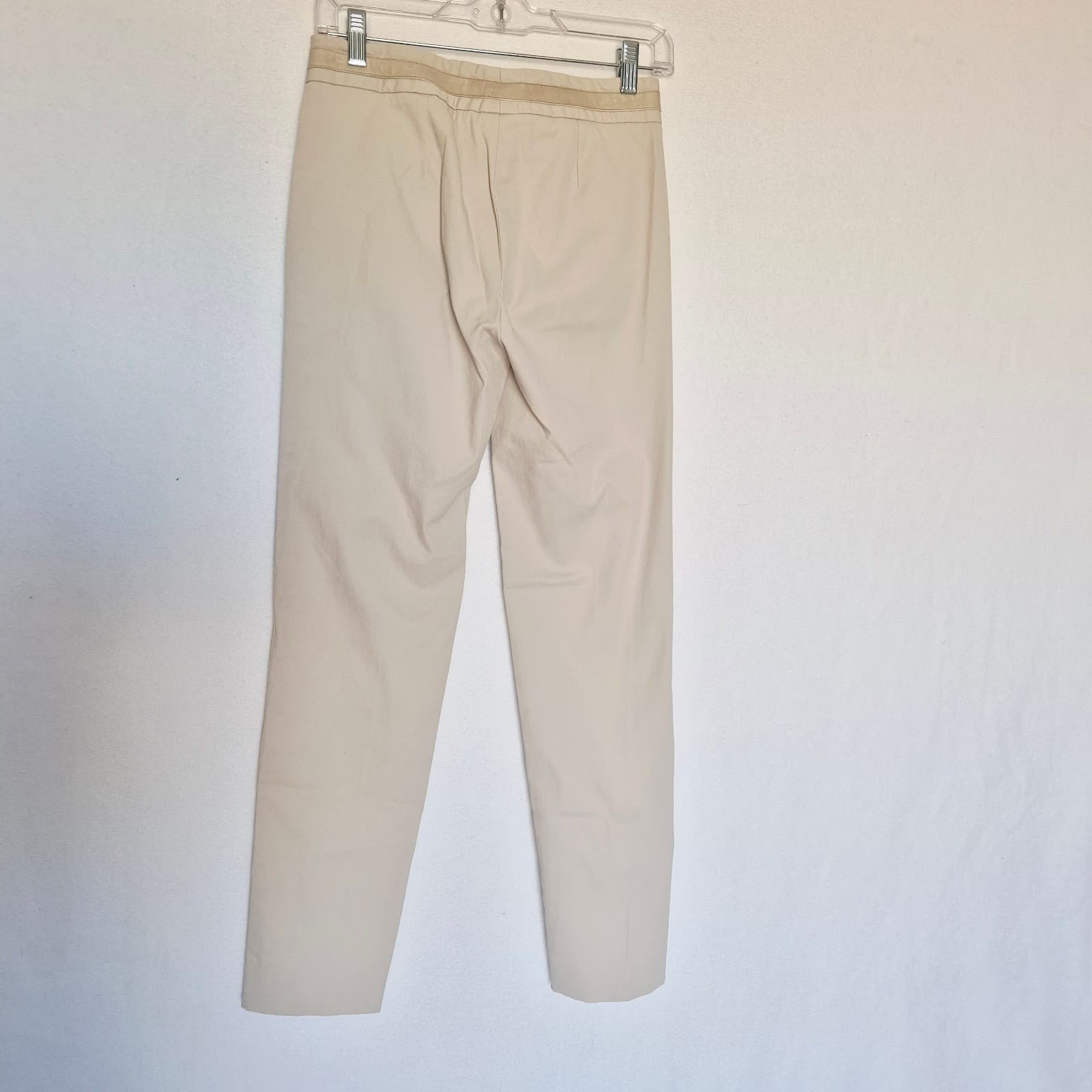Vintage Gucci Made in Italy Built-In Leather Belt Pants Slim Leg Beige Womens 40 - Thumbnail 3