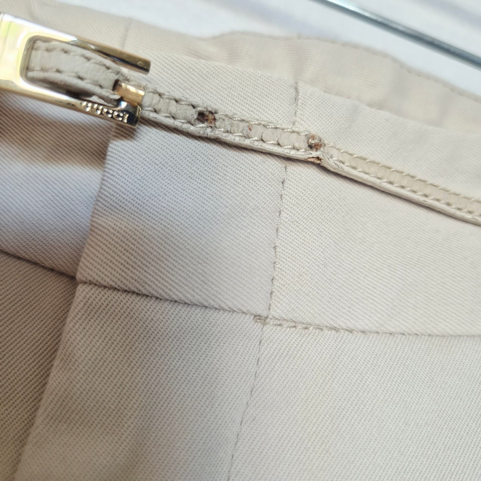 Vintage Gucci Made in Italy Built-In Leather Belt Pants Slim Leg Beige Womens 40 - Thumbnail 4