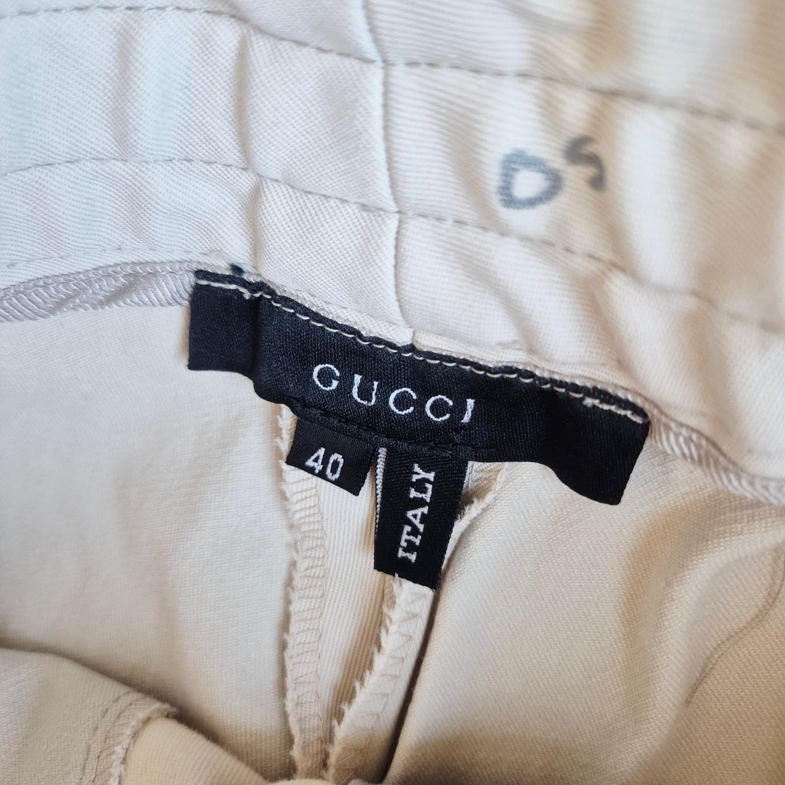 Vintage Gucci Made in Italy Built-In Leather Belt Pants Slim Leg Beige Womens 40 - Thumbnail 10