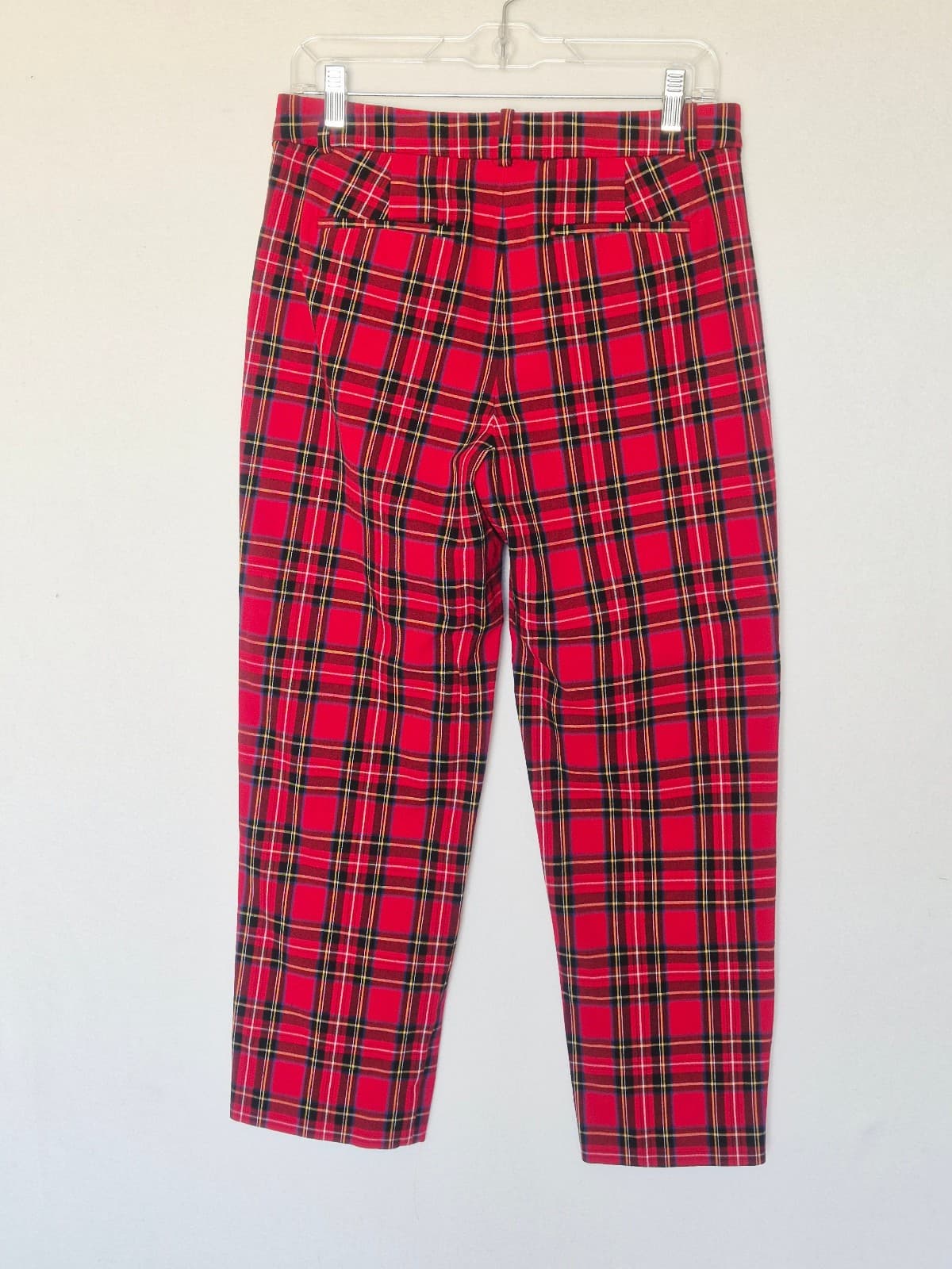 J.Crew Kallie Tartan Plaid Red Black Multi Cropped Straight Pants Womens 6 BT097 - Thumbnail 5
