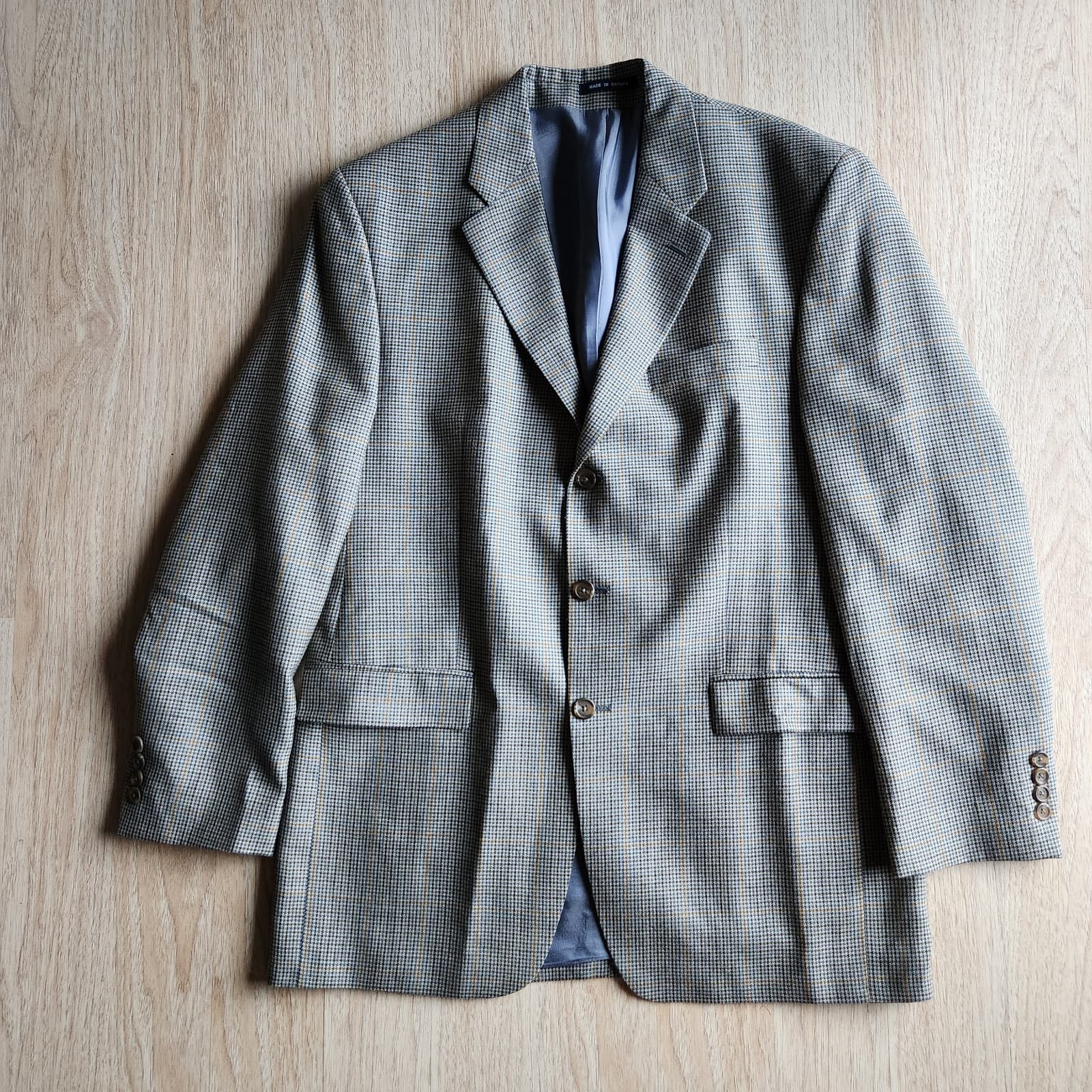Ralph Lauren Made in Canada Silk Wool Houndstooth Sport Coat Multicolor Men 42L - Thumbnail 4