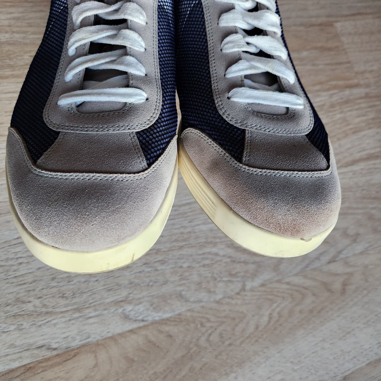 PRADA Suede Mesh Low Top Sneakers Platform Lace-Up Blue Grey Men's US12 #4E 2501 - Thumbnail 8