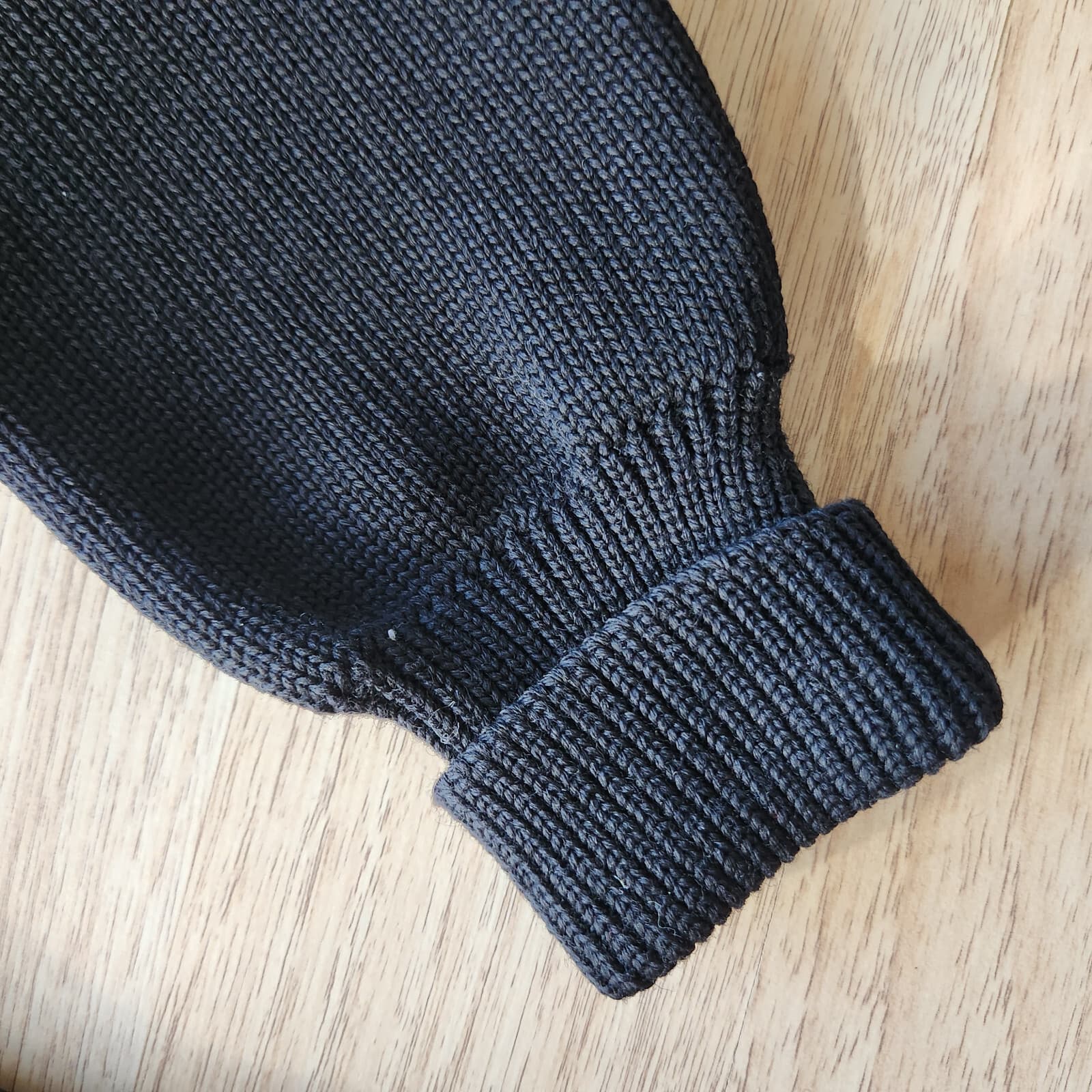 Vintage Albion Knit 100% Virgin Wool Letterman Cardigan Pocket Black Unisex Sz.S - Thumbnail 8