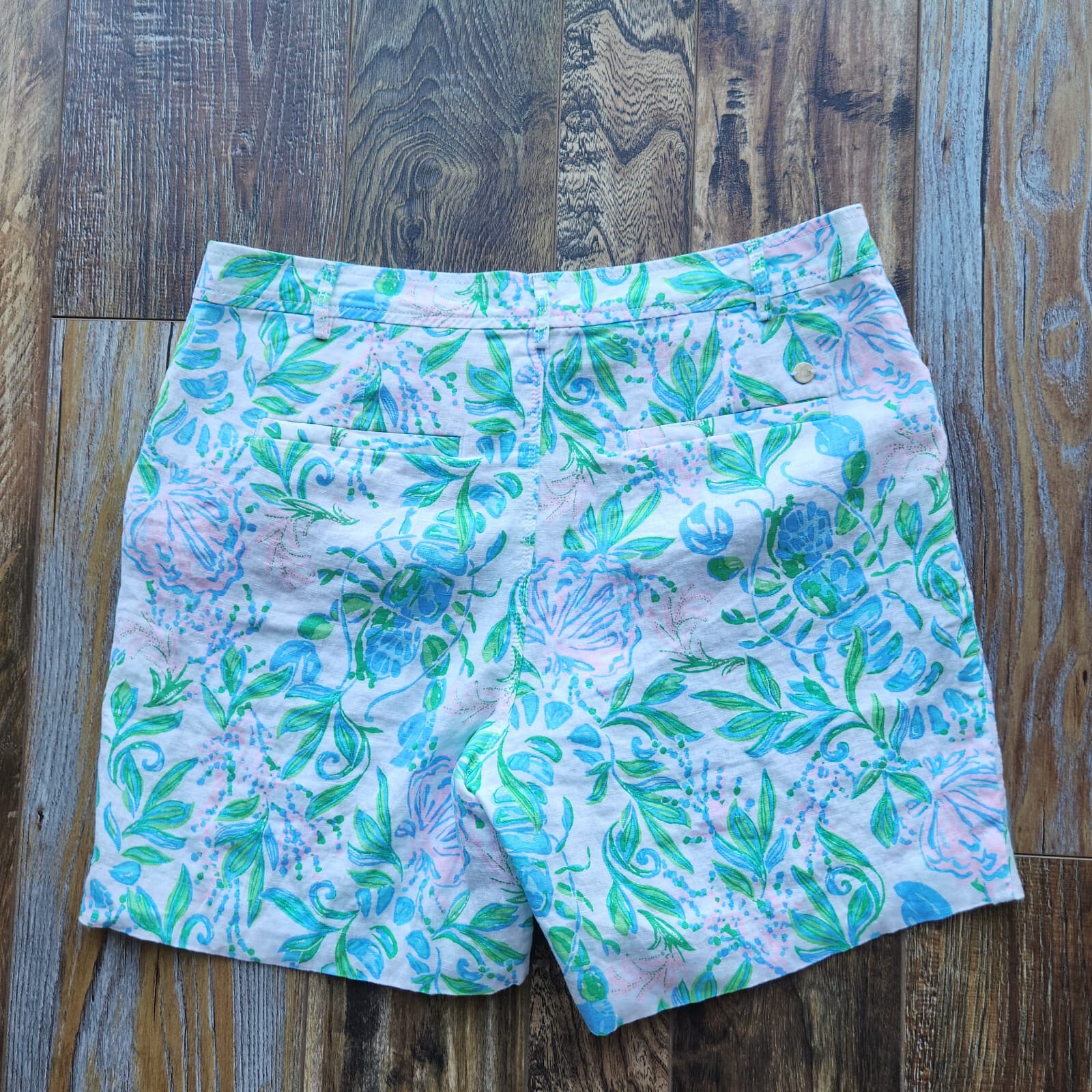 Lilly Pulitzer Aldora Linen Short Mid-Rise Resort White Just A Pinch Women's 12 - Thumbnail 5