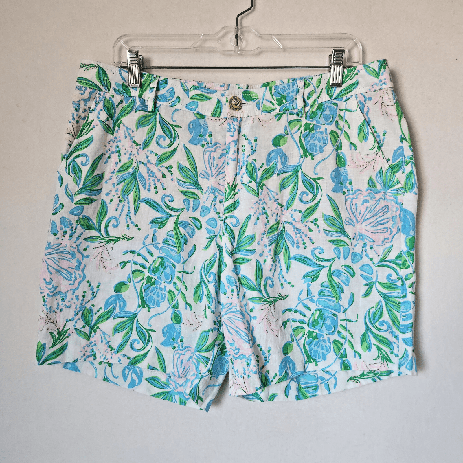 Lilly Pulitzer Aldora Linen Short Mid-Rise Resort White Just A Pinch Women's 12 - Thumbnail 3