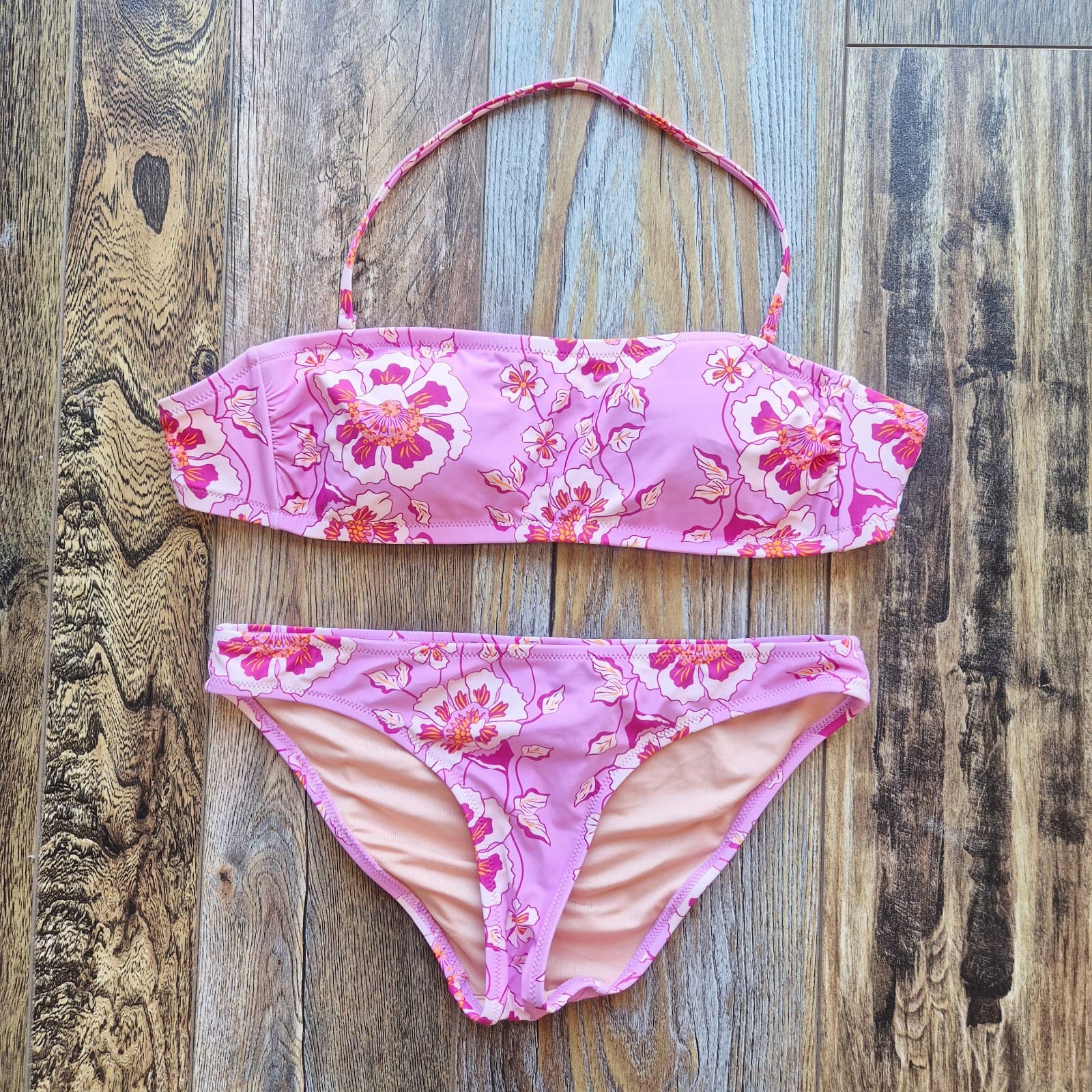 J.Crew 2-Piece Surf Hipster Bikini Swimsuit Halter Strap Climbing Floral Sz.XS - Thumbnail 3