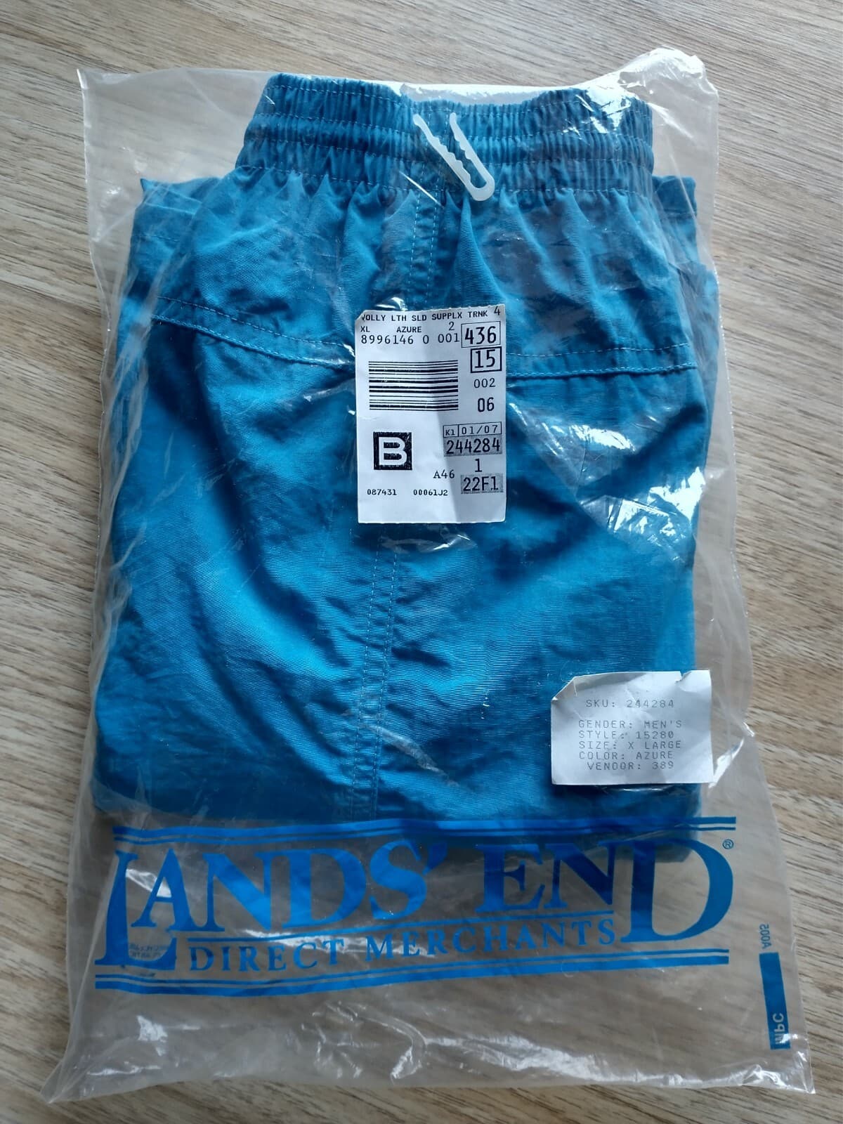 NWT Lands' End Men Swimwear Trunk Drawstring Mesh Lined Blue Sz.XL Made in USA - Thumbnail 2