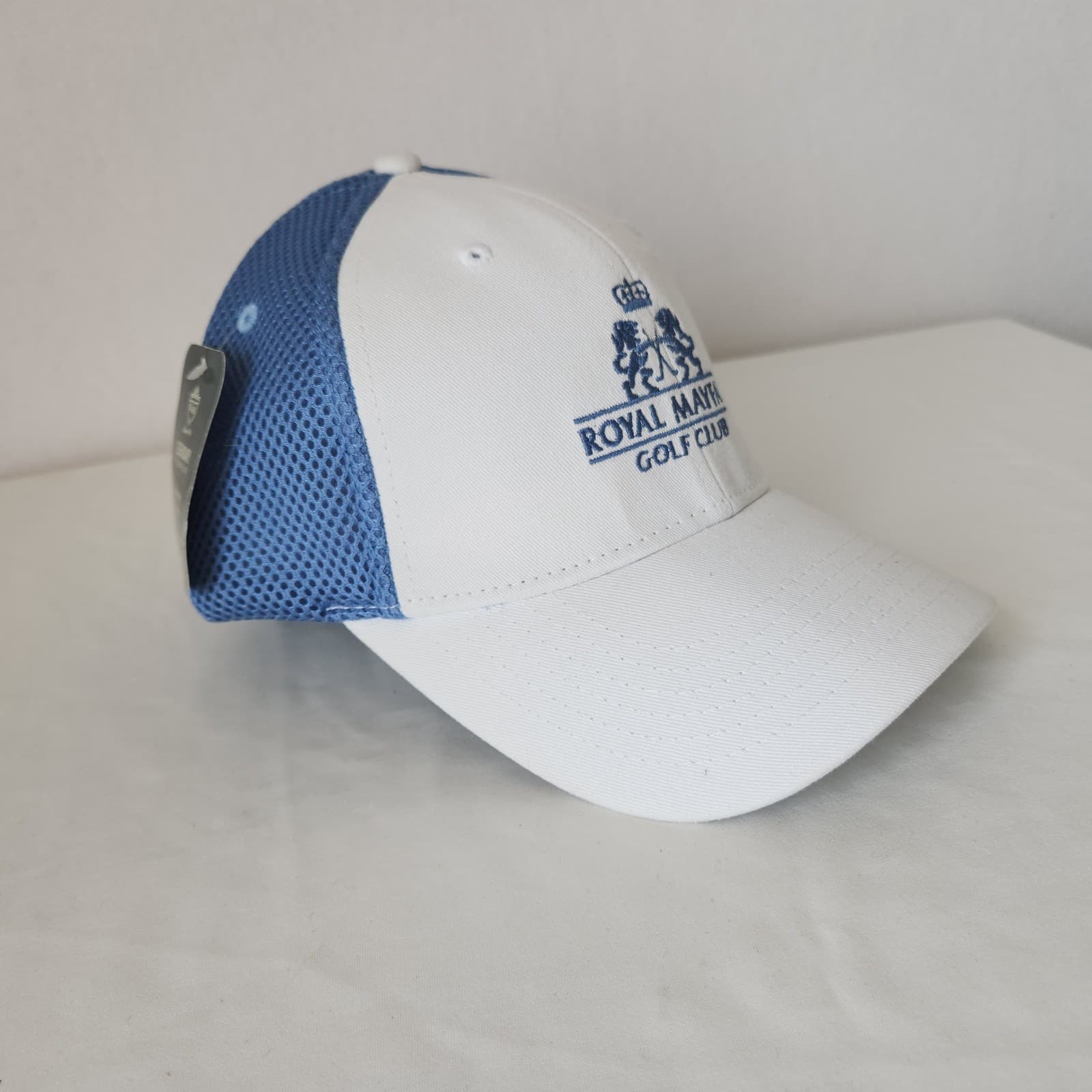 NWoT Legendary Royal Mayfair Golf Club Hat Cap Stretch Perfect Fit Blue White - Thumbnail 8