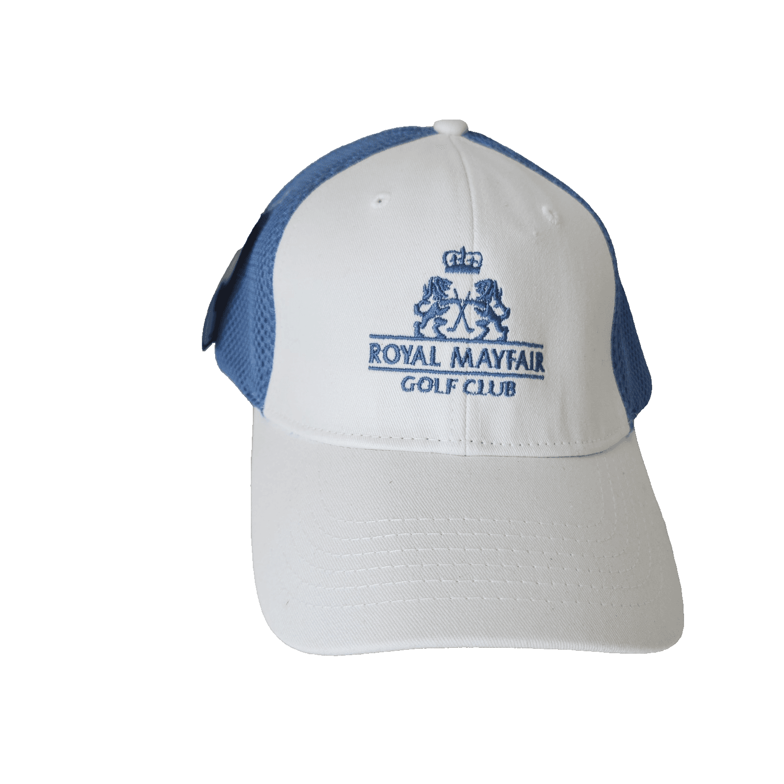 NWoT Legendary Royal Mayfair Golf Club Hat Cap Stretch Perfect Fit Blue White - Thumbnail 2