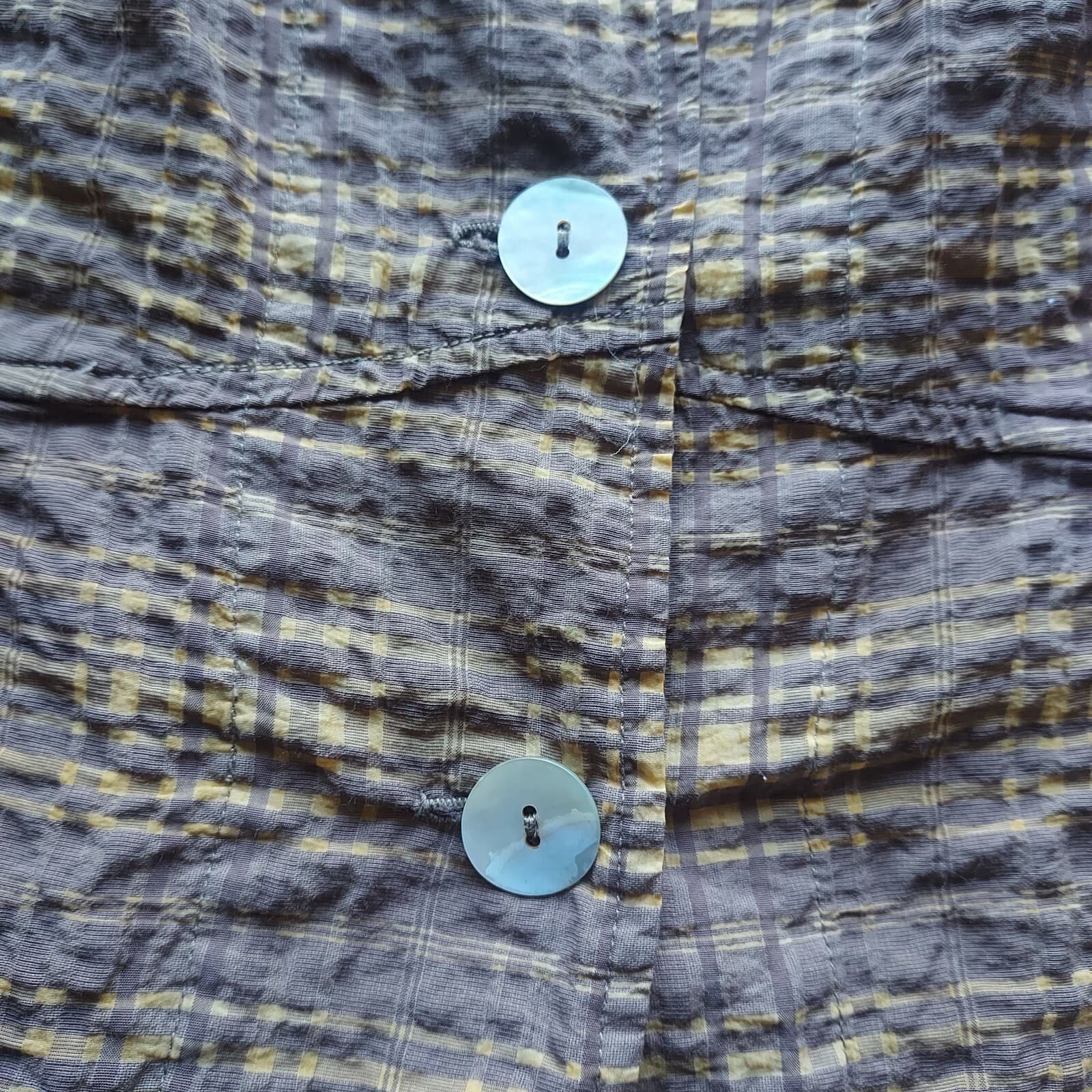Cut Loose Tartan Blazer Lightweight Button Long Sleeve Yellow-Brown Women XL USA - Thumbnail 8