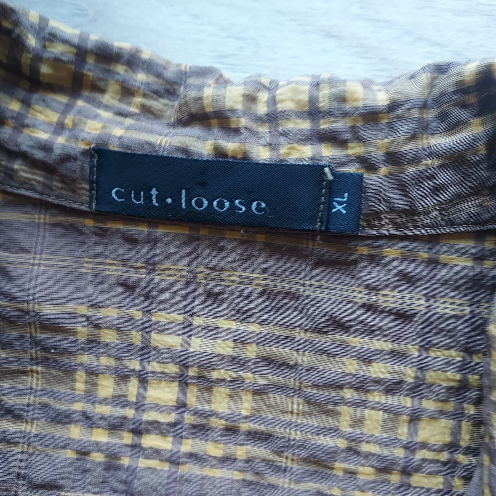 Cut Loose Tartan Blazer Lightweight Button Long Sleeve Yellow-Brown Women XL USA - Thumbnail 7