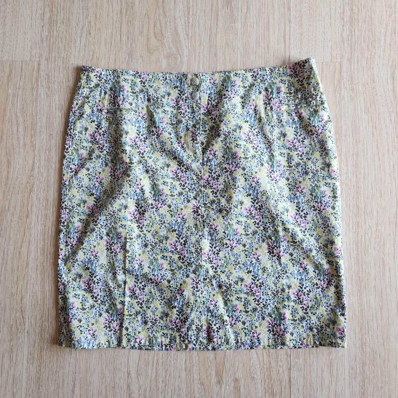 NWoT J.Jill Live in Chino Floral Pencil Mini Skirt Zip Pocket Multicolor Sz.14 - Thumbnail 2
